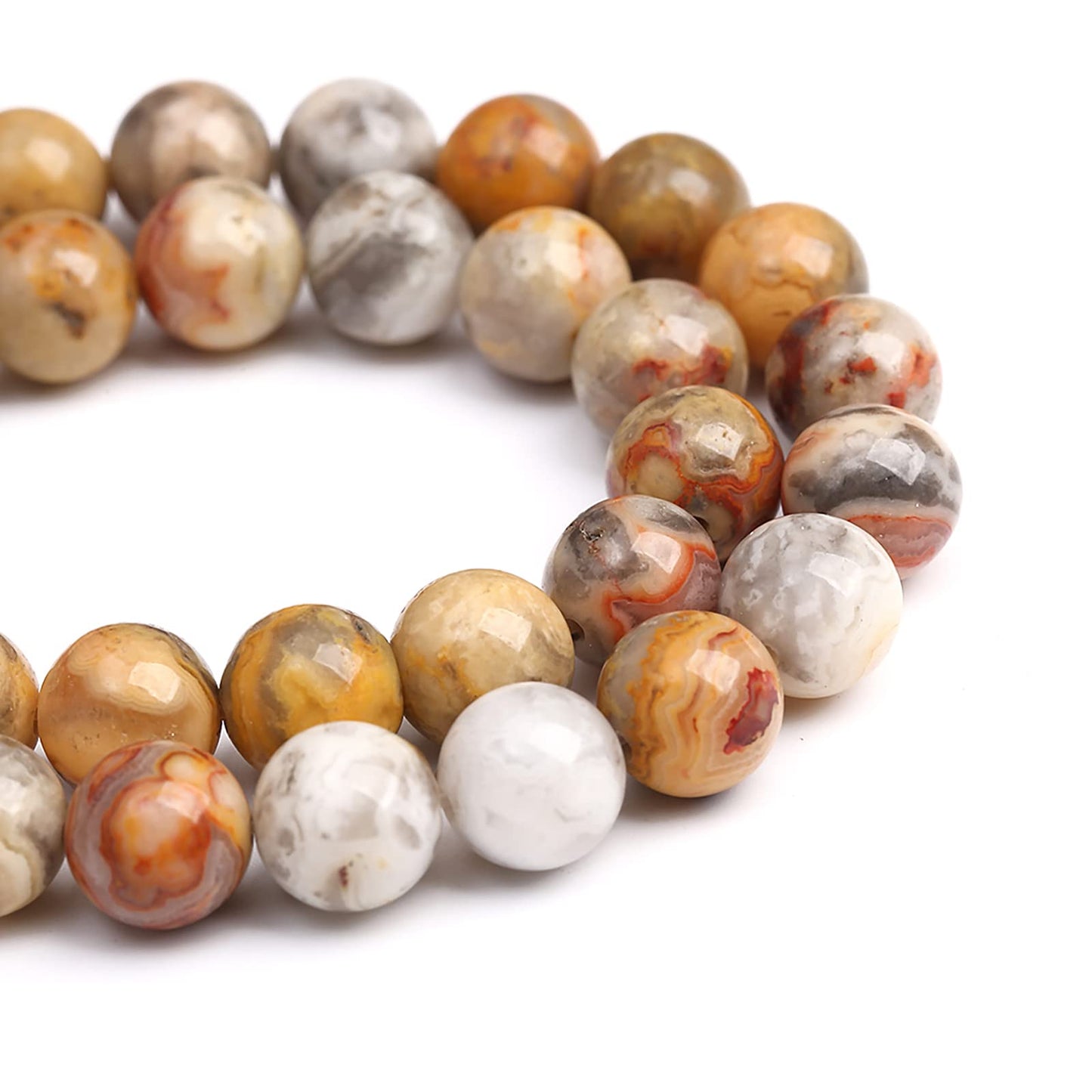6MM 60PCS Yellow Crazy Lace Agate Beads Natural Stone Spacer Loose Beads for Jewelry Making DIY Bracelet Necklace