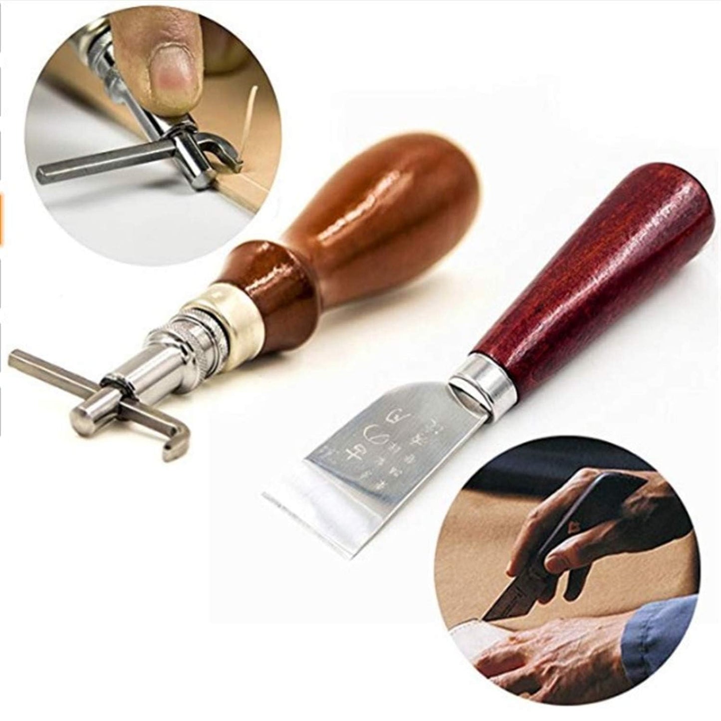 citian Leather Tools Kit Stitching Punch Sewing Carft DIY Tool Carving Craft Saddle Working Groover and 18pcs for Hand Set Prong