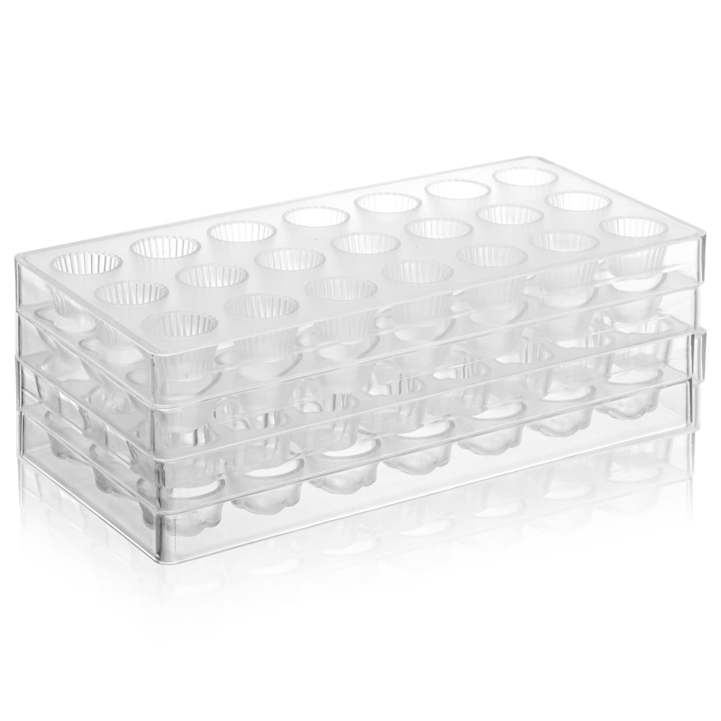 ZEAYEA 4 Pack 87 Grids Polycarbonate Chocolate Mold, Candy Making Mold, DIY Mold Cookie Tray for Mousse Jelly Candy Chocolate, Cup, Heart, Rose, Crown Shape