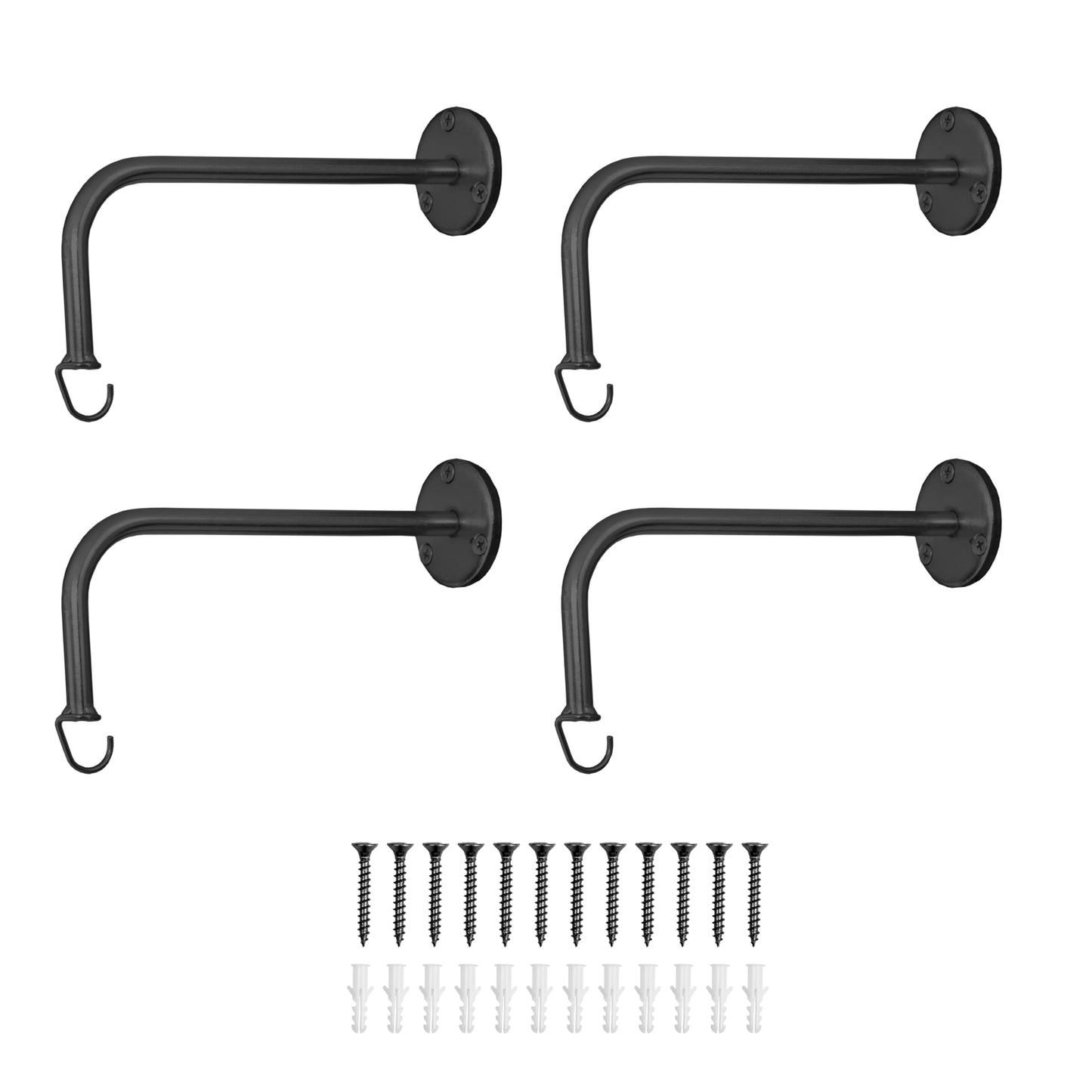 Ilyapa 4 Pack Metal Plant Wall Hanger Hooks - 7 in. Hook for Hanging, Baskets, and Macrame, Indoor Hangers in Matte Black Finish, Wall Planters
