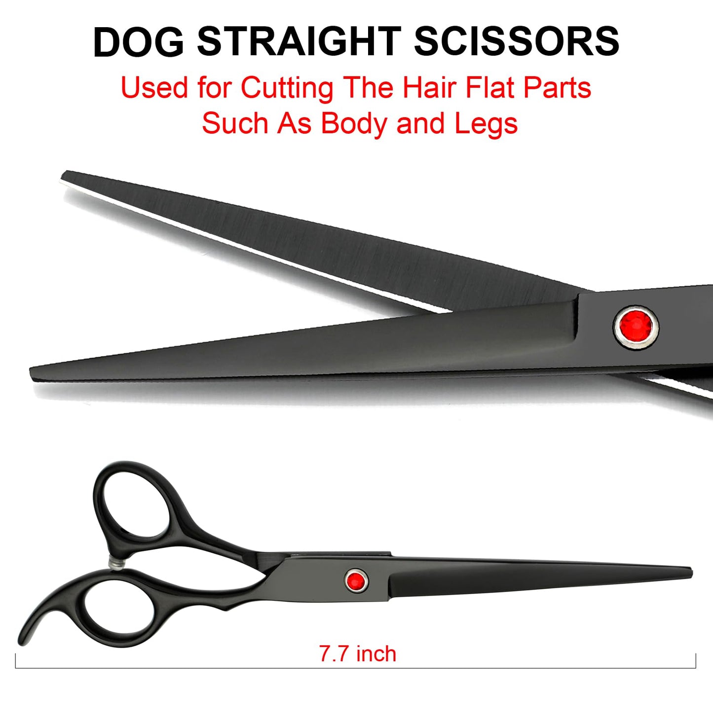 Professional Dog Grooming Scissors kit Black 5 in 1, Dog Shears for Grooming 6CR Premium Stainless Steel Grooming Scissors Kit for Dogs Cat Pet
