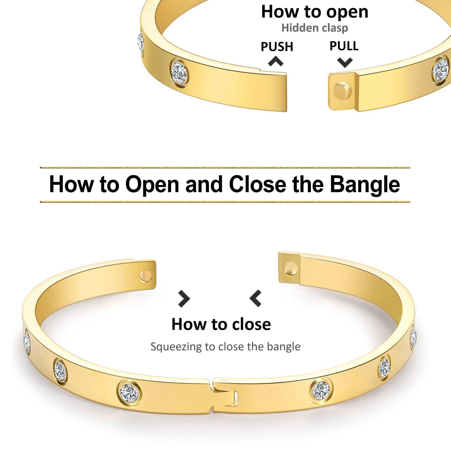 YOUNGGRACE 18K Gold Plated Bracelet Sets for Women - 3PCS Stackable Bracelets Including Bangle, Tennis Chain & Four Leaf Clover Bracelet, Elegant Gold Jewelry Set for Everyday Wear, Gift for Her