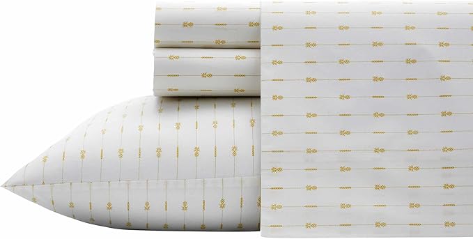 Tommy Bahama - King Sheets, Cotton Percale Bedding Set, Crisp & Cool, Stylish Bedding Set (Pineapple Pinstripe Yellow, King)