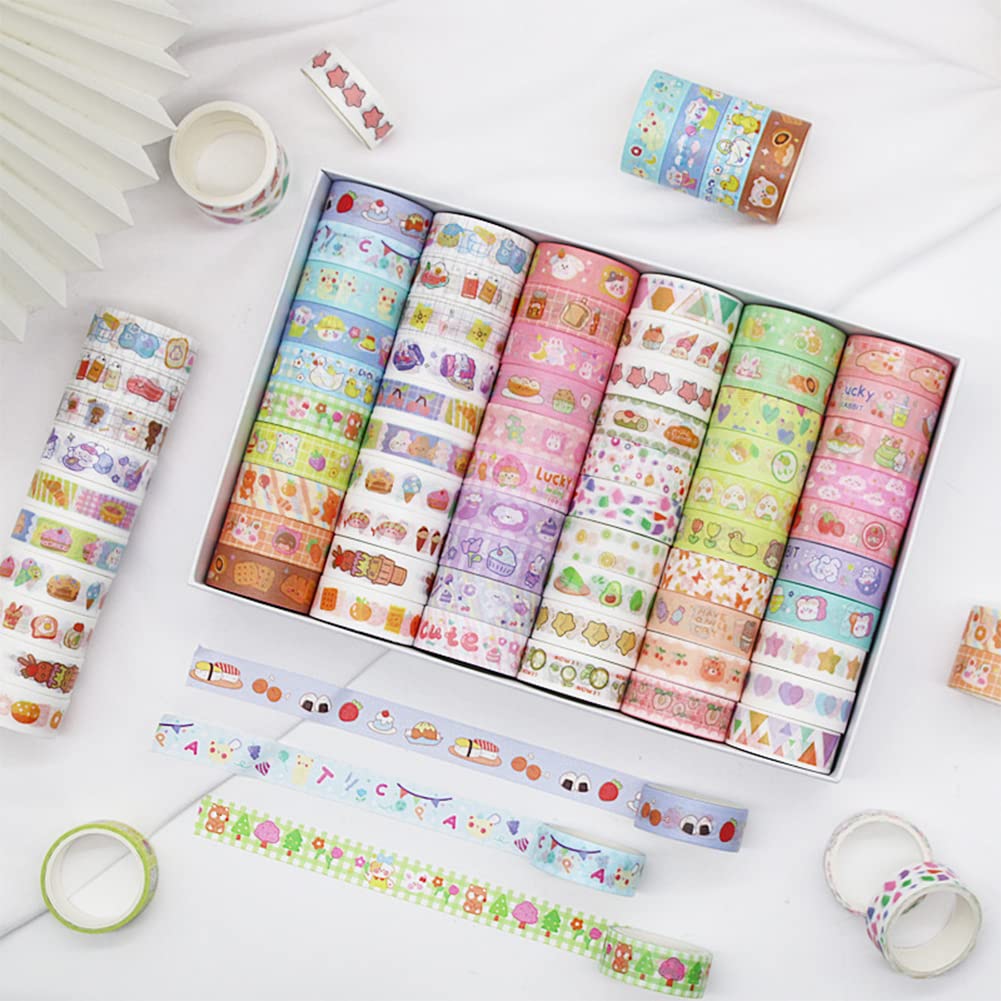 MAFELOE 2 Meters Long 60 Rolls Washi Tape Set, Decorative Adhesive Supplies for Scrapbook, Arts & Crafts-Cute Suit (White Box)