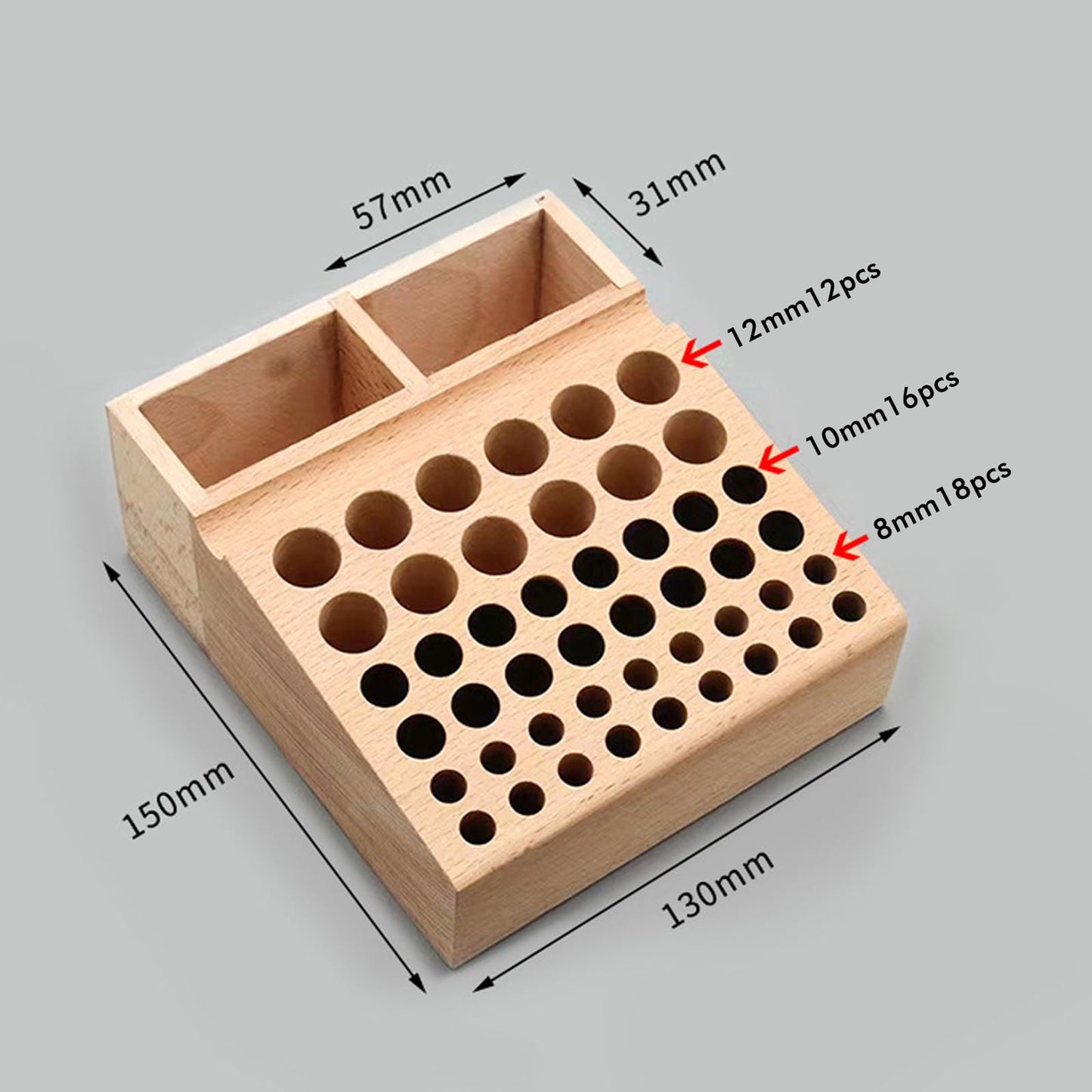 Eatbuy Leather Tool Holder, 48 Holes Wooden Leather Craft Tool Stand with 2 Slots, Solid Beech Rack Stand Organizer, Storage Case for Leathercraft Punch & Styling Tools
