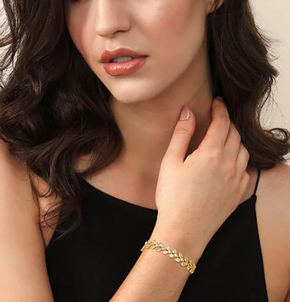 Wovanoo Tennis Bracelet for Women Cubic Zirconia Bracelets Adjustable Slider Bracelets Gold 02