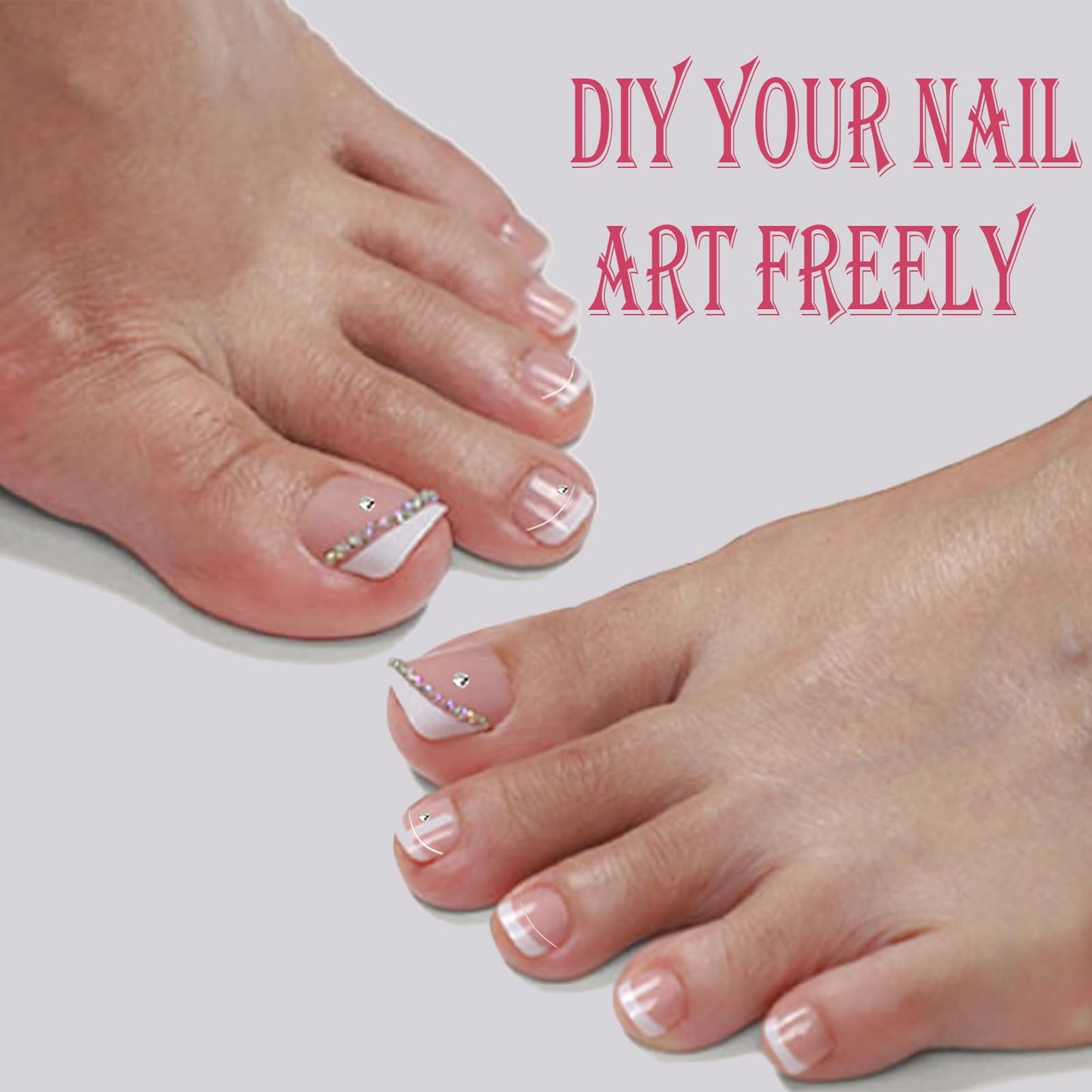 216pcs French Tip Press on Toenails Short Square，OPkssnails Pink Toe Nail Press On, Pre-Designed Soft Gel Toe Nail Tips, Soak off Acrylic Fake Toe Nail Extensions 12 Sizes