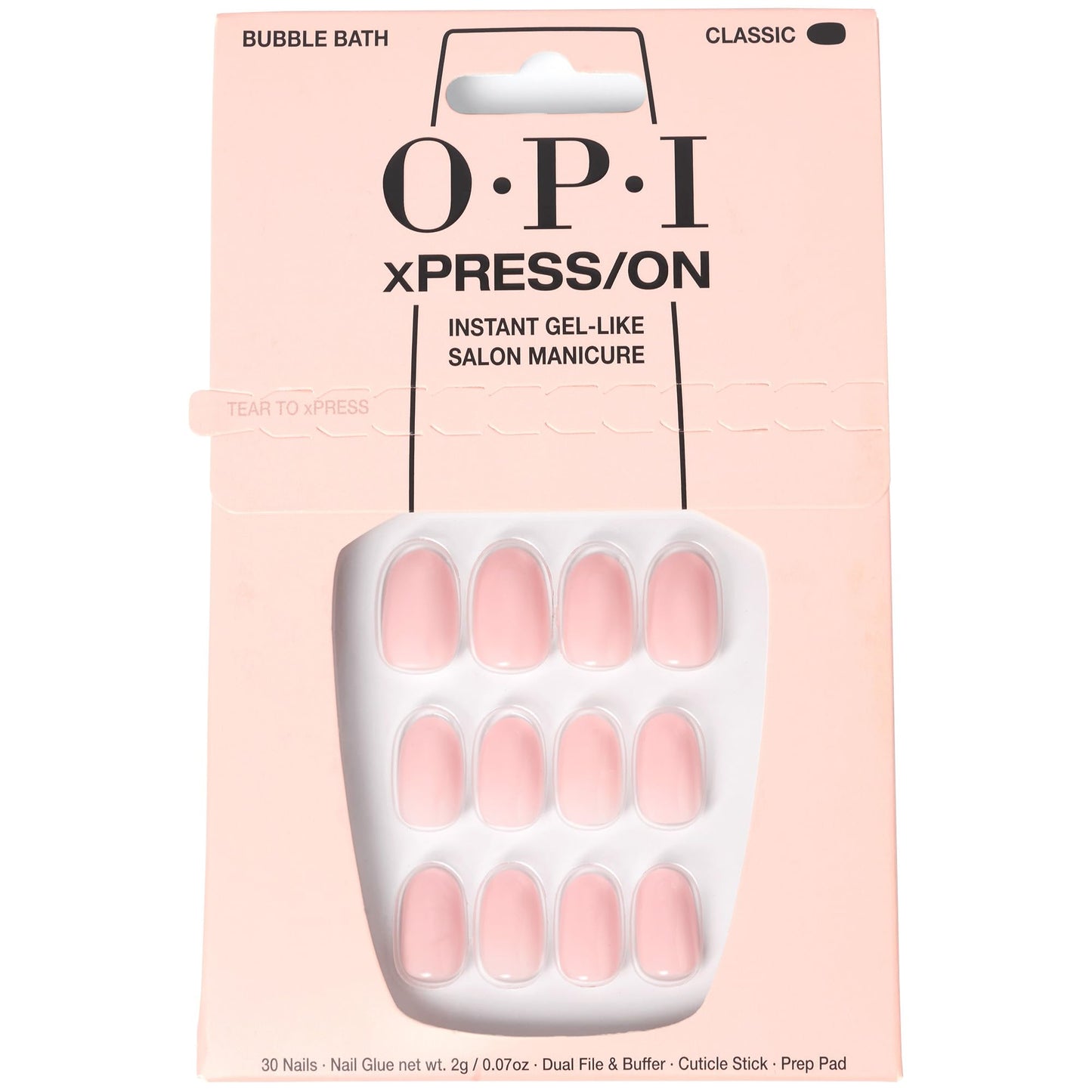 OPI xPRESS/ON Press on Nails | Short Round Light Solid Nail Art Press On Nails | With Nail Glue | Long Lasting, Reusable, Non-damaging