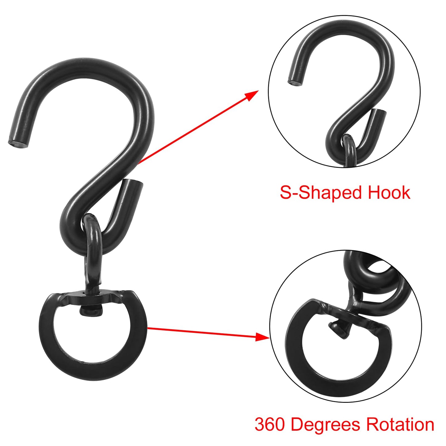 Kyuionty 2PCS Swivel Plant Hanger Hooks, Swivel Extensions Spinners Plant Hooks for Hanging Plants Pots, Bird Feeders (Black)