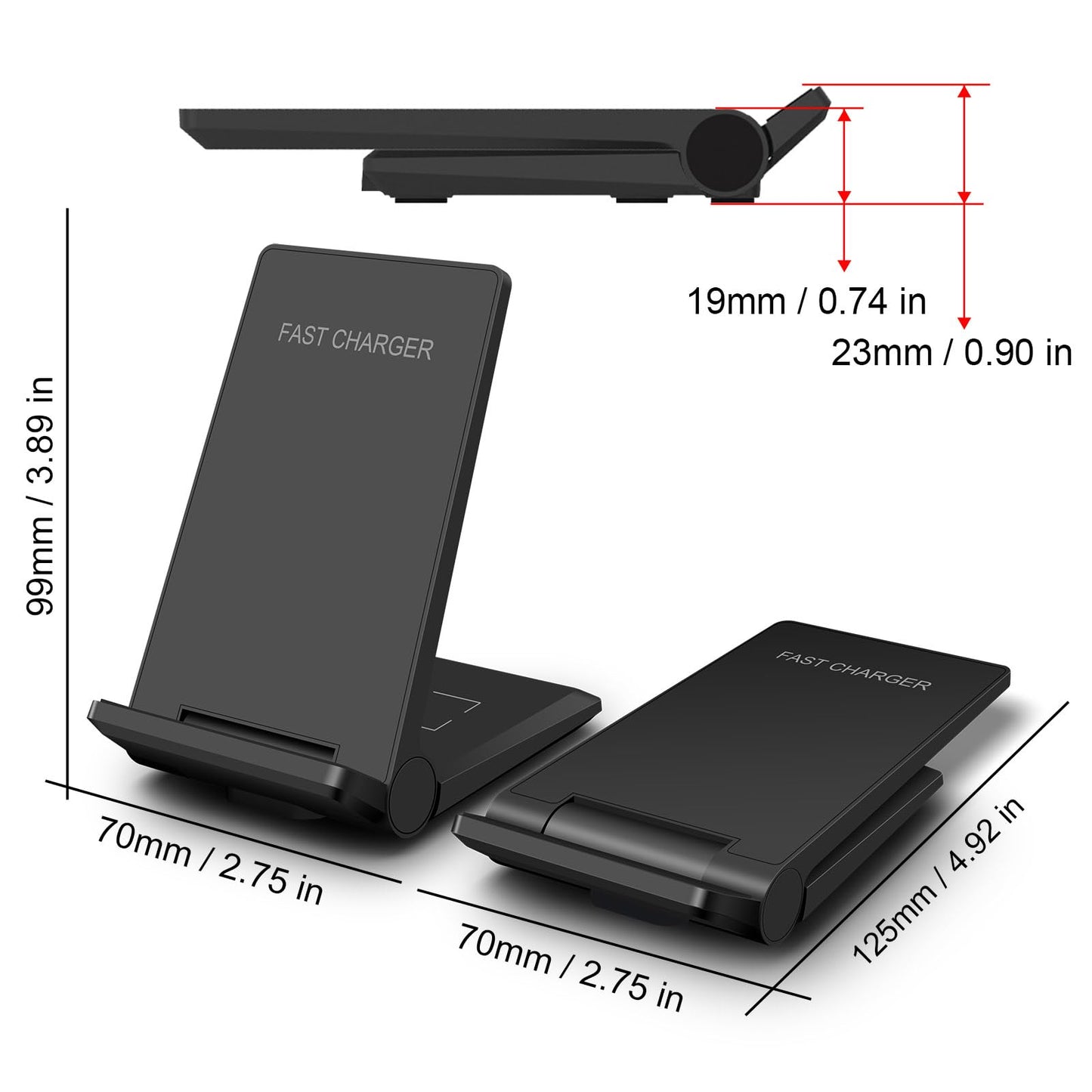 Wireless Charger 2 in 1, 20W Fast Wireless Charging Stand Station Foldable for iPhone 17 16 15 14 13 12 Pro Max/XS,Air Pods, for Samsung Galaxy S25/S24/S23/S22/S21/S20,Note20/10,Galaxy Buds