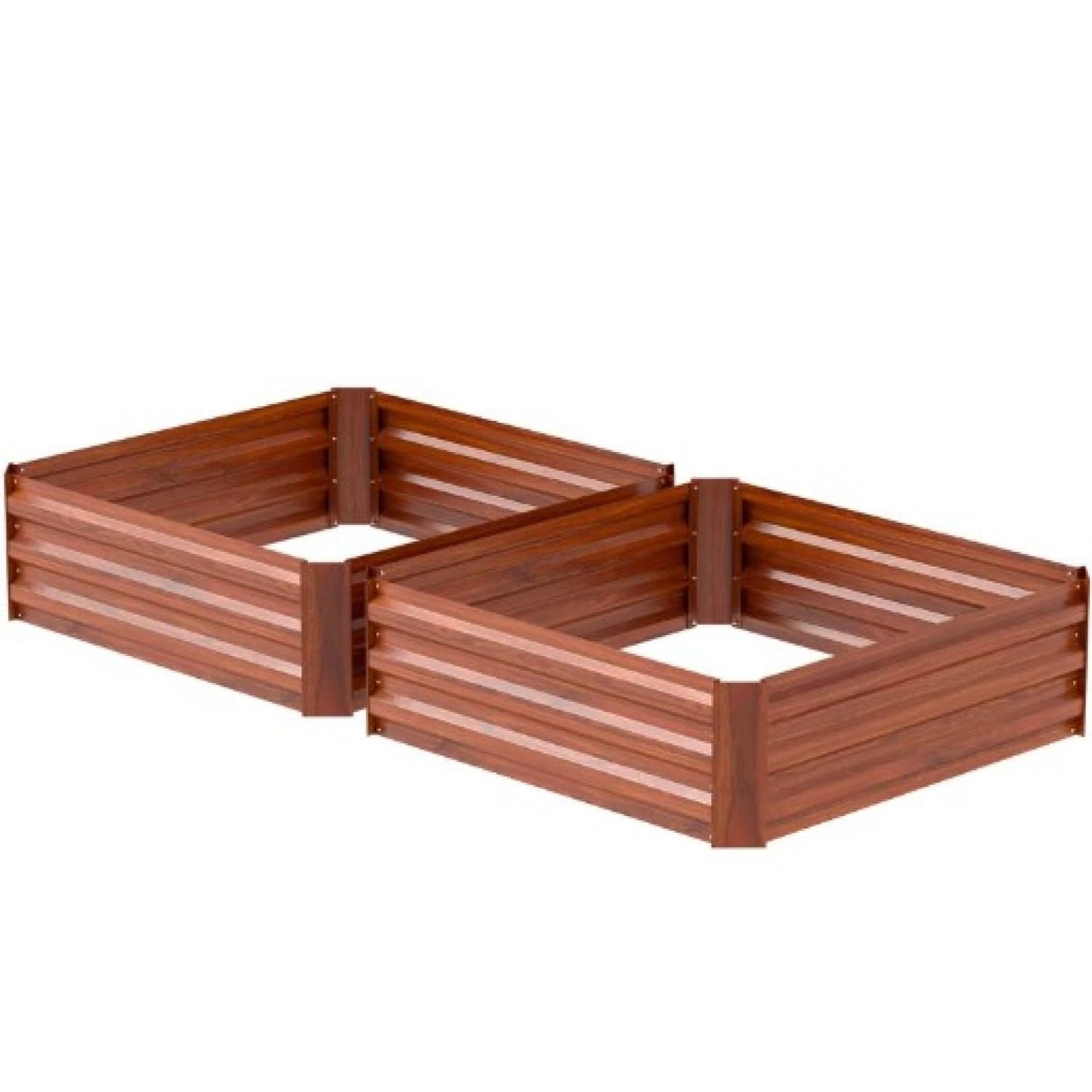 Metal Planter Box, 2-Piece Galvanized Raised Garden Bed - Dark Brown - Set of Two - Outdoor Durable - for Growing Plants