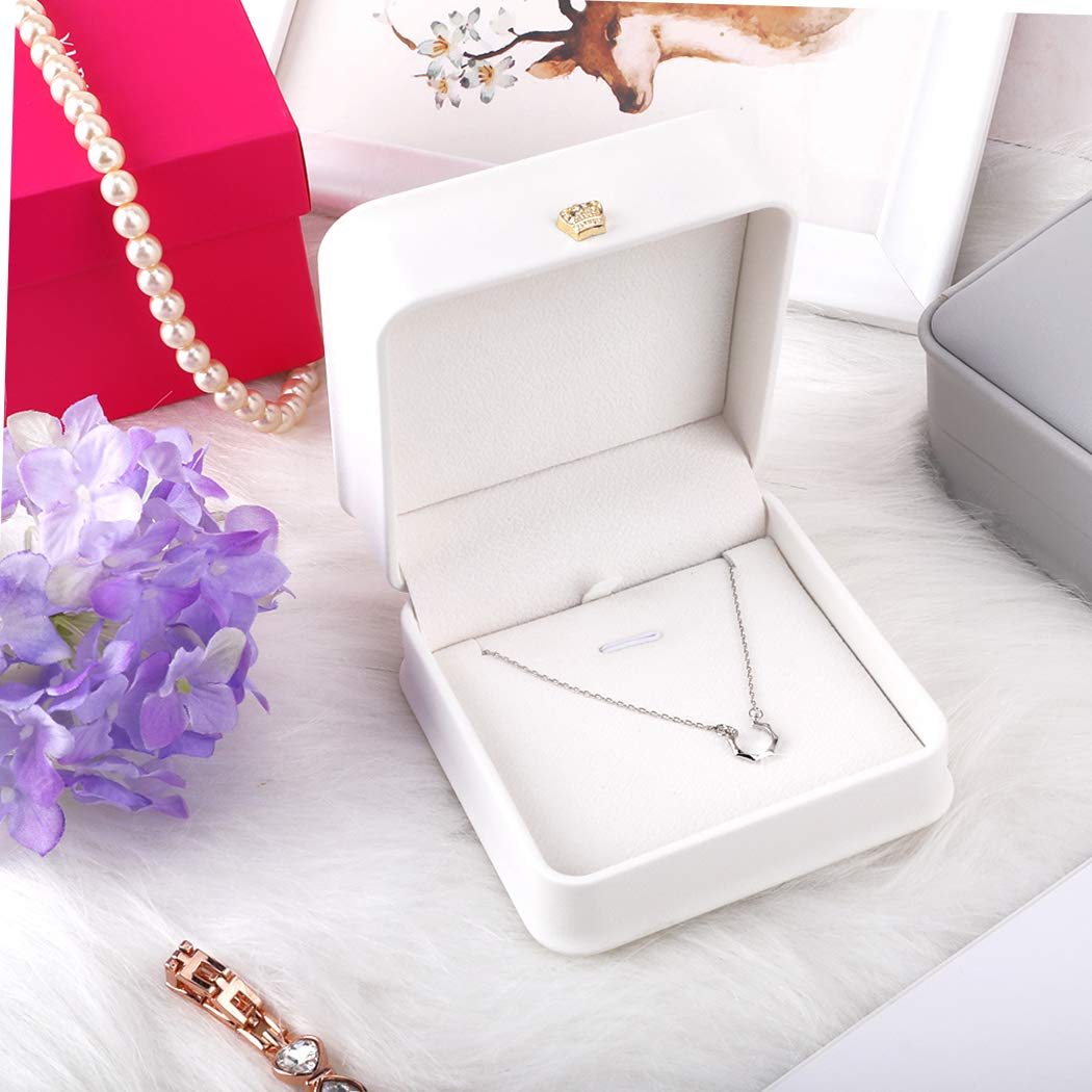 iSuperb 2 Pcs Necklace Pendant Box Velvet Interior Bracelet Jewelry Gift Box Chain Necklace Display Storage Case for Engagement Proposal