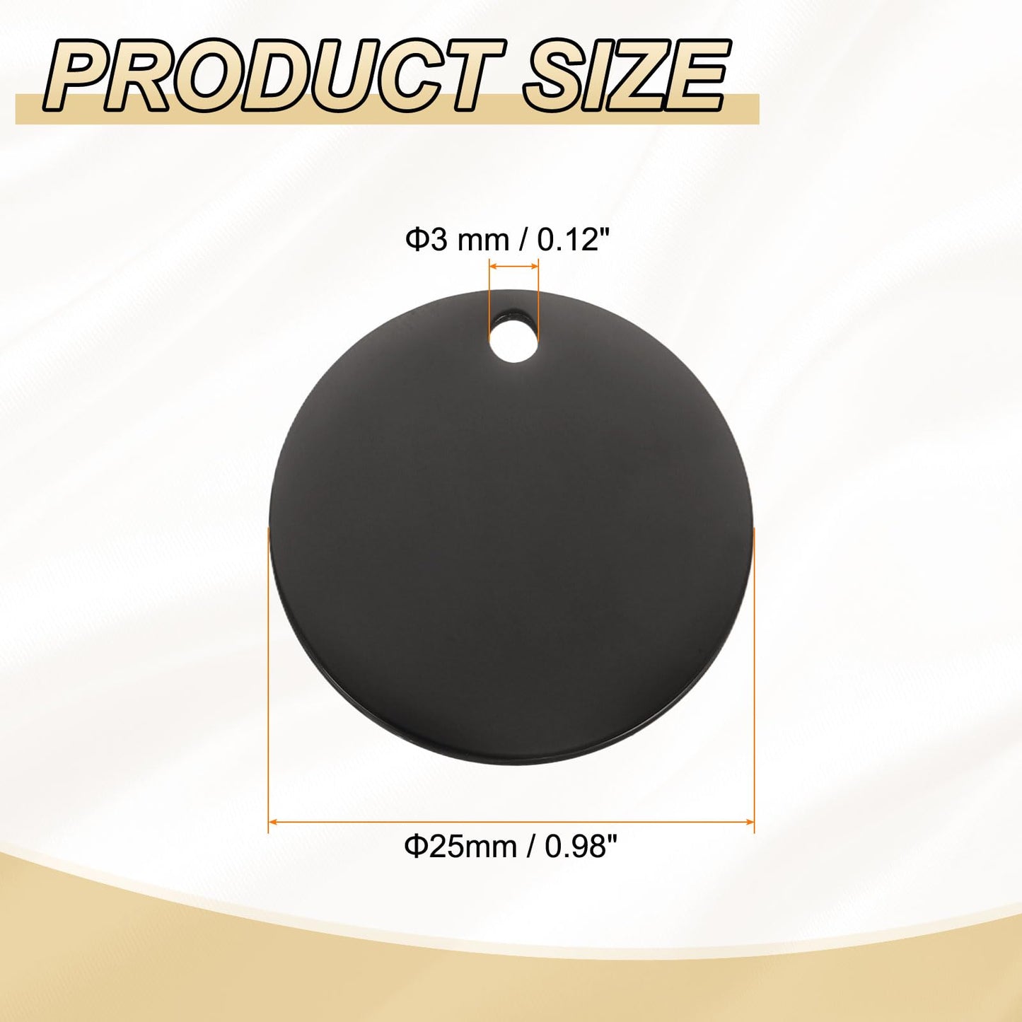 HARFINGTON 10 Pcs Round Blank Stamping Tag 37mm Stainless Steel Circle Polished Blanks Tag Pendants with Hole for Bracelet Crafts Labeling Making, Black
