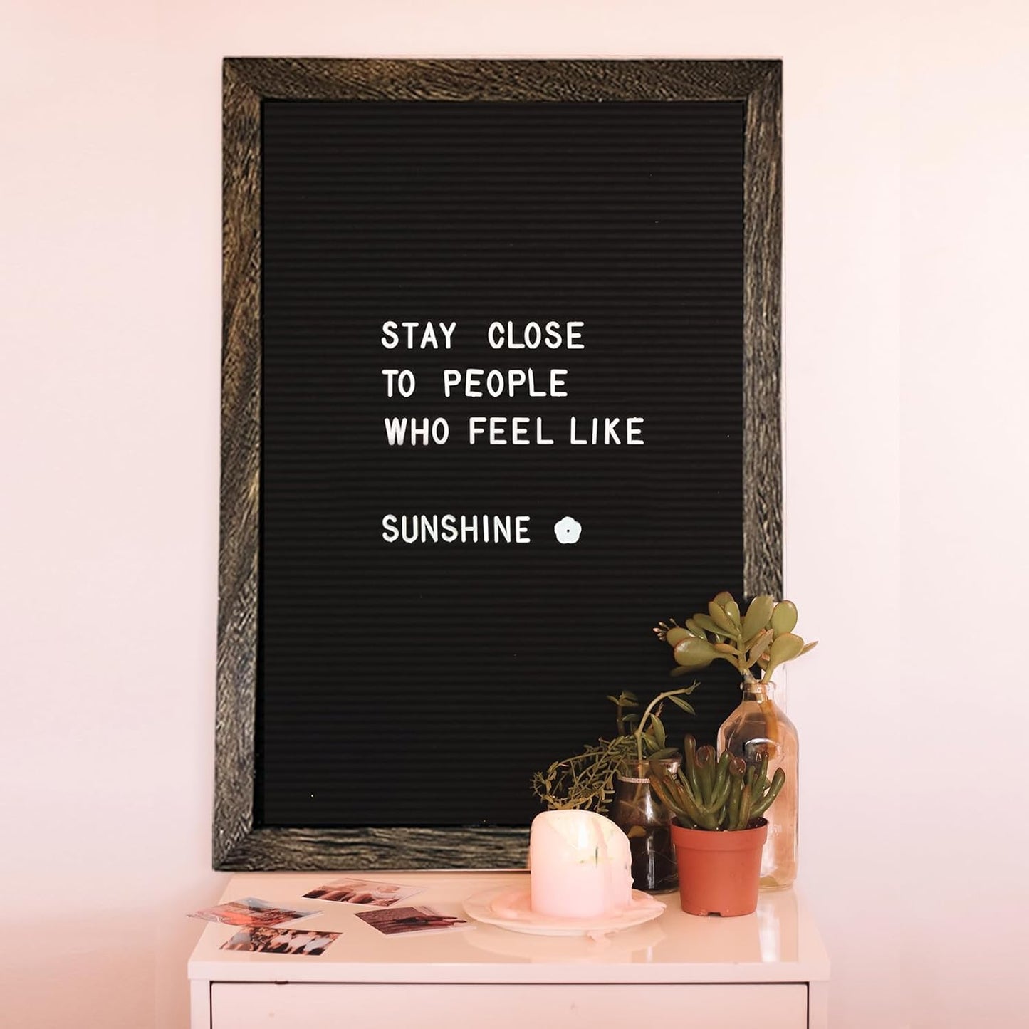 Felt Letter Board 12x16" – 680 Letters, Numbers & Symbols, Wall Mount or Stand Display, Changeable Message Board for Quotes & Notes, Home/School/Office/Hotel/Restaurant/ Coffee Shop, 1 Storage Bags, Dark Brown Wood Frame