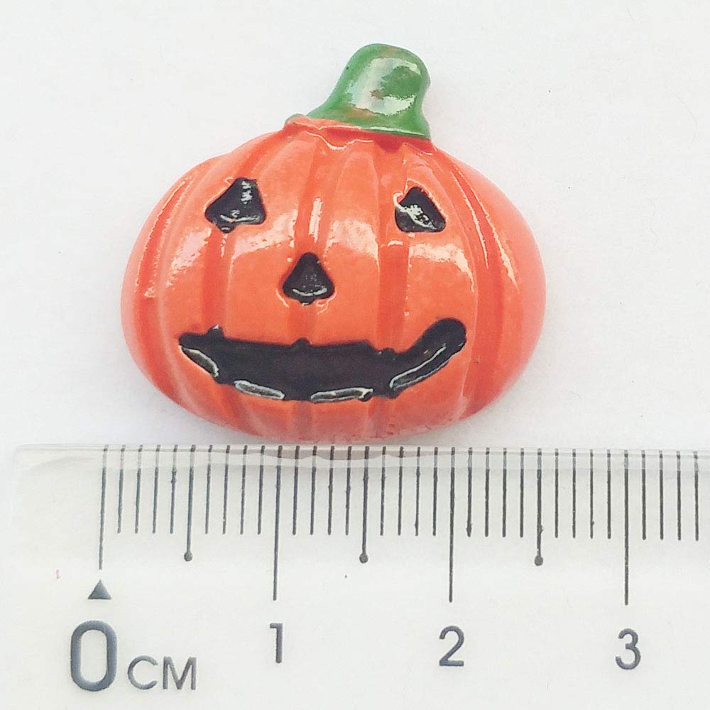 Chenkou Craft Random 50pcs Mix Lots Resin Flatback Flat Back Halloween Craft Embellishment Wizard Pumpkin Lantern Ghost Spider Skull Castle+Clear Box (50)