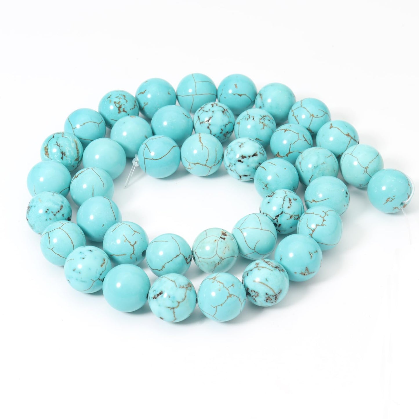 Siomia 45pcs 8mm Natural Blue Turquoise Gemstone Beads Energy Healing Crystal Round Loose Stone Beads for Jewelry Making, DIY Bracelets Necklaces