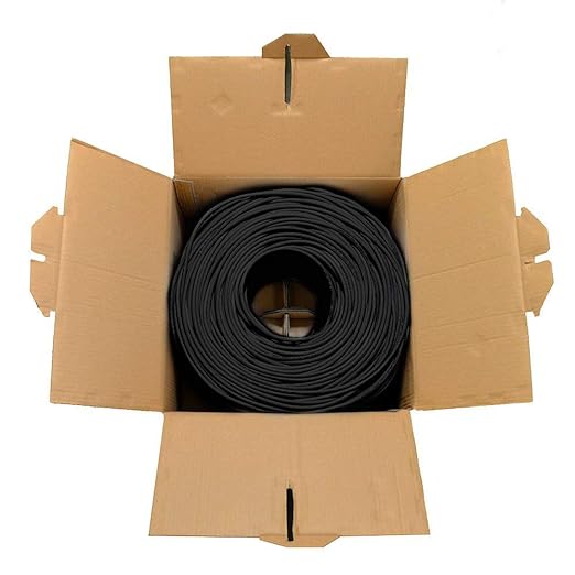 Dripstone CAT6 Ethernet Cable 1000ft Bulk Network LAN Wire 23AWG Solid CCA UTP 550MHz High-Speed Internet Cable Gaming, Streaming, Office, Home Use, Pull Box, Cat6 Bulk, Stable Connectivity - Black