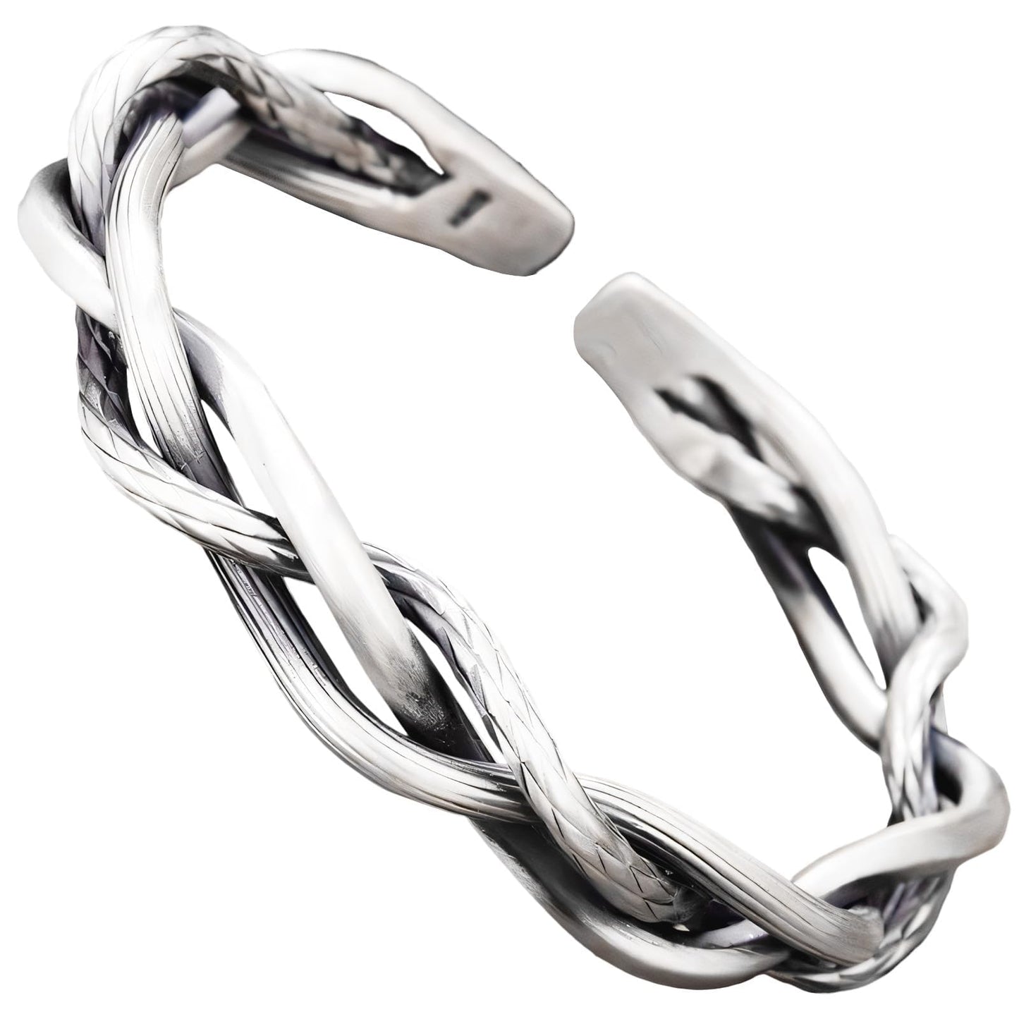 Baoaichi Handmade Vintage Silver Bangle Bracelets for Men Women Twist Snake Vine Cuff Bangles Cool Punk Stainless Steel Bracelets Bangles Adjustable Braided Cuff Bracelets Gift for Dad
