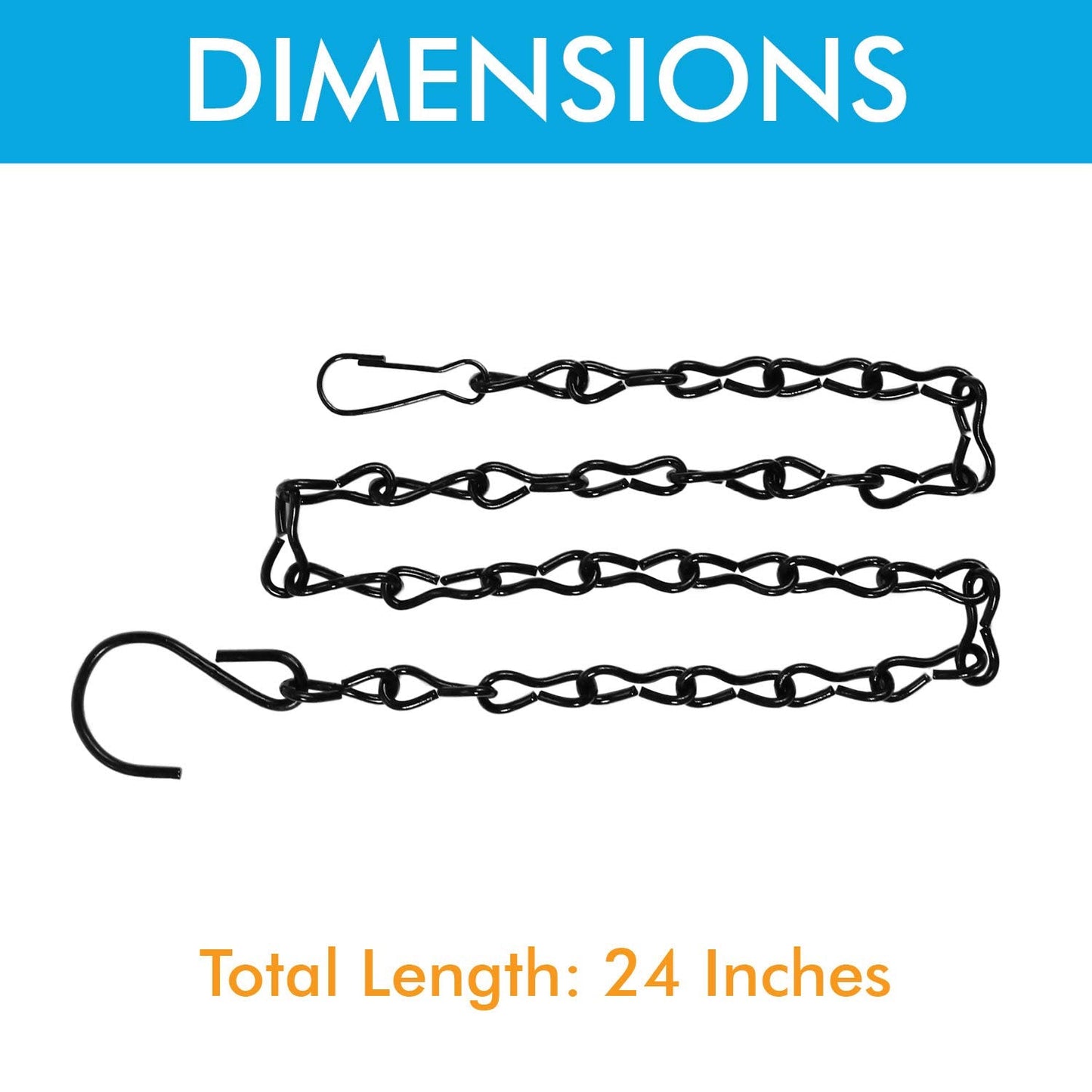 8 Pack 24 Inches Hanging Chain for Bird Feeders, Planters, Birdbaths, Billboards, Lanterns, Chalkboards, Decorative Ornaments (24 Inch 8pc)
