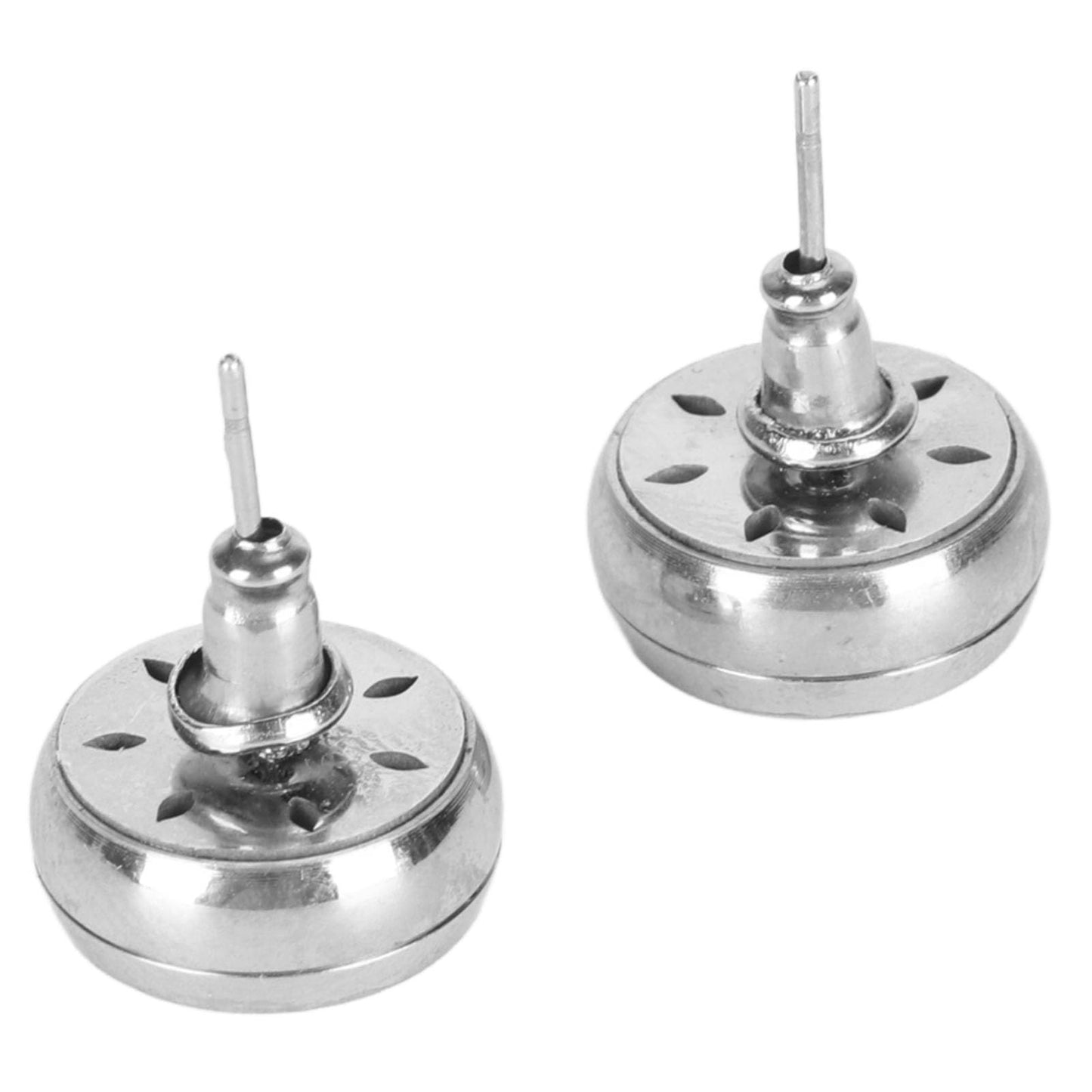 Women Aromatherapy Earrings, 2 Pairs Round Shape Hand Crafted Stainless Steel Essential Oil Diffuser Earrings Essential Oil Stud Earrings for Daily Wear Meditation