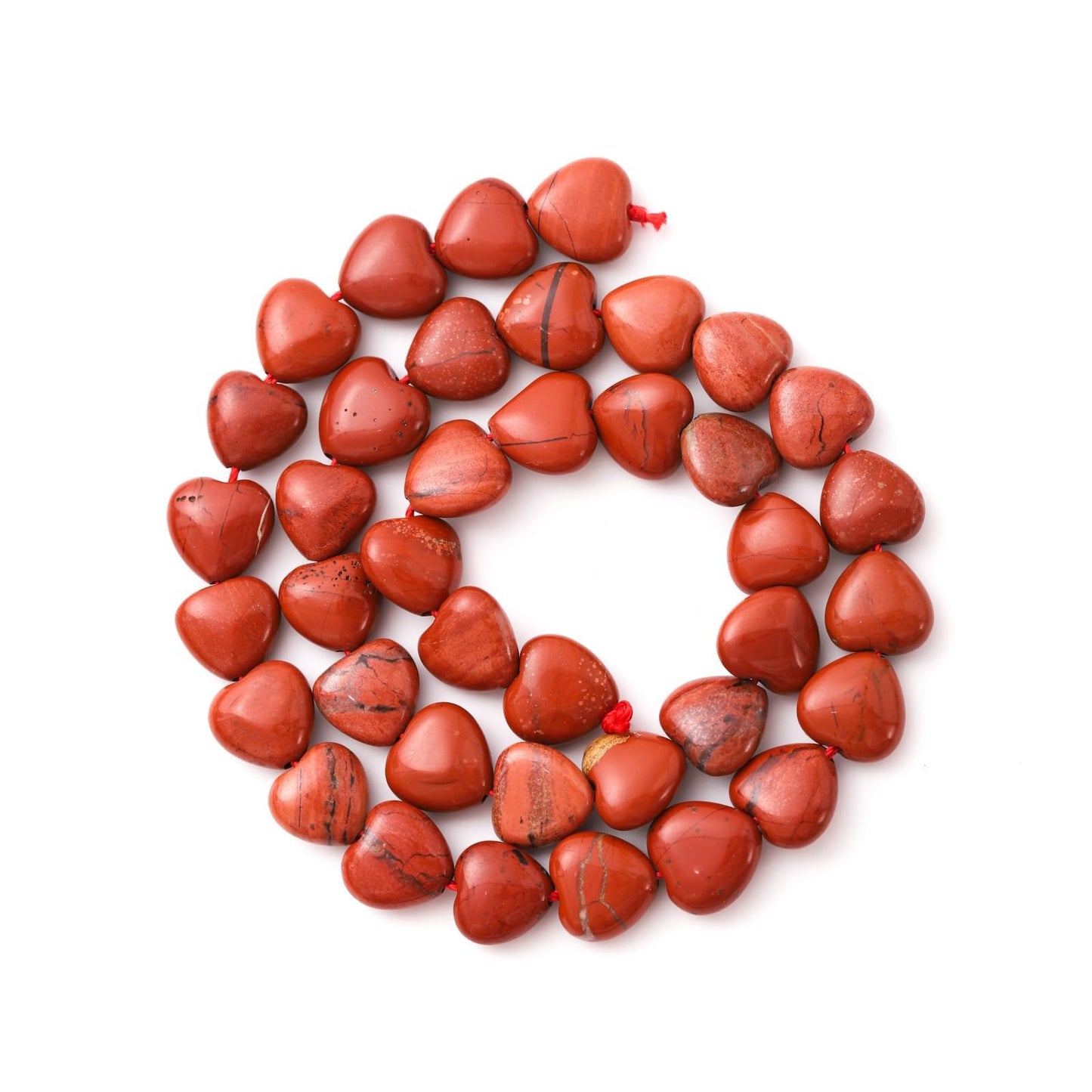 Natural Heart Shaped Red Stone Beads 10mm Loose Crystal Healing Beads for DIY Necklace Bracelet Making Gemstone Craft Supplies