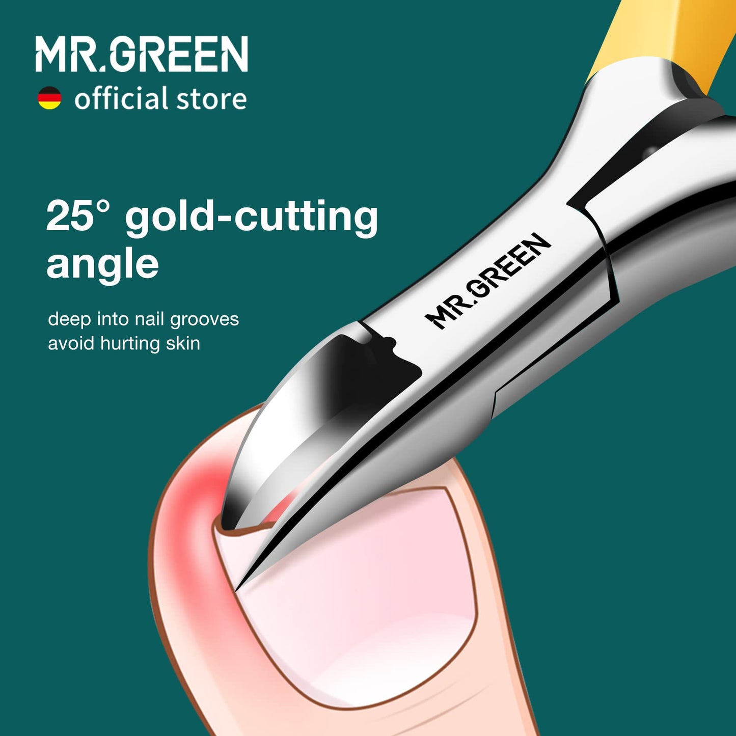 MR.GREEN Toenail Clippers Stainless Steel Ingrown Nail Cutter Thick and Hard Nails Pedicure Manicure Tools (Orange)