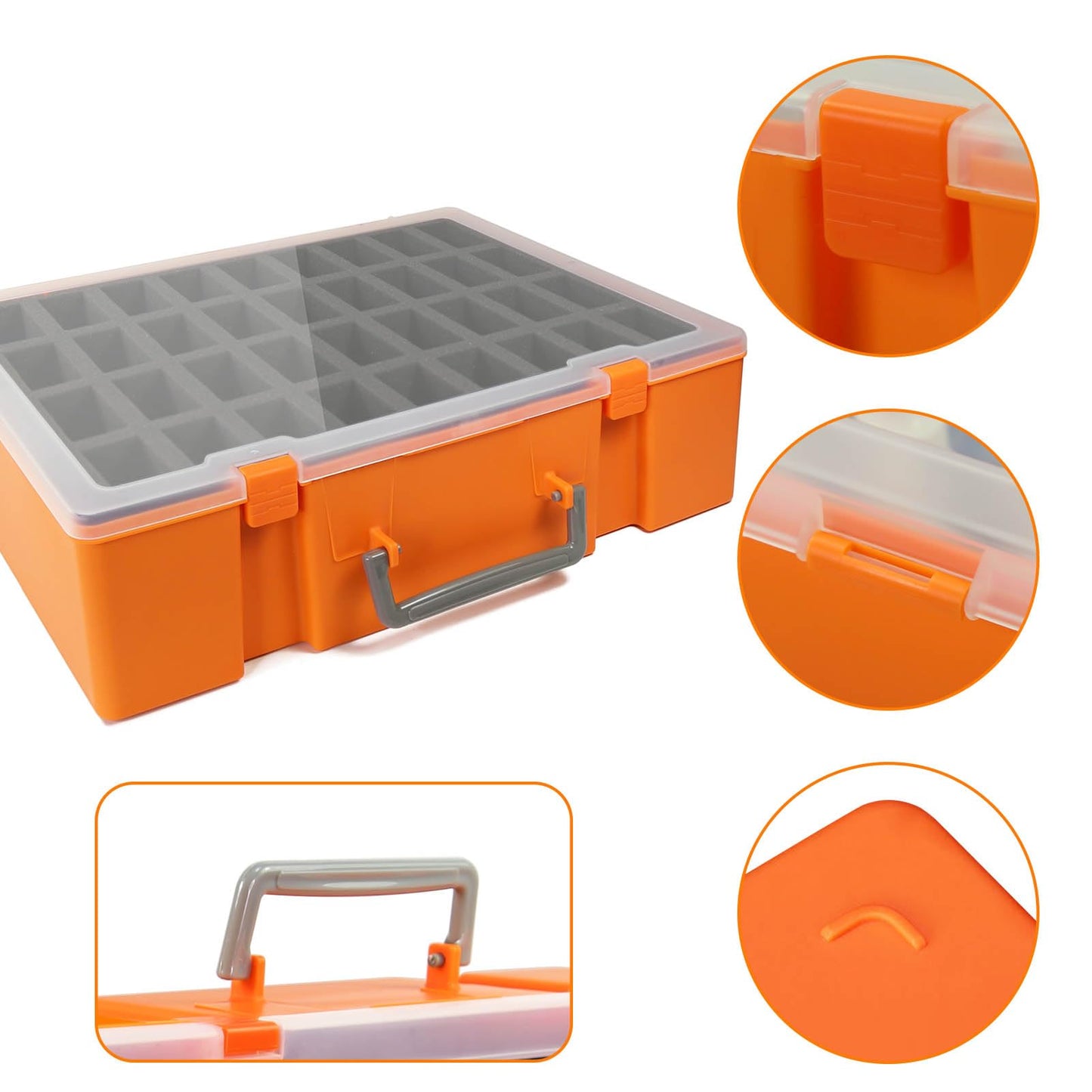 Evemodel Dual-Layer Miniature Figurine Figure Suitcase Storage Organizer 72 Slots Carrying Case