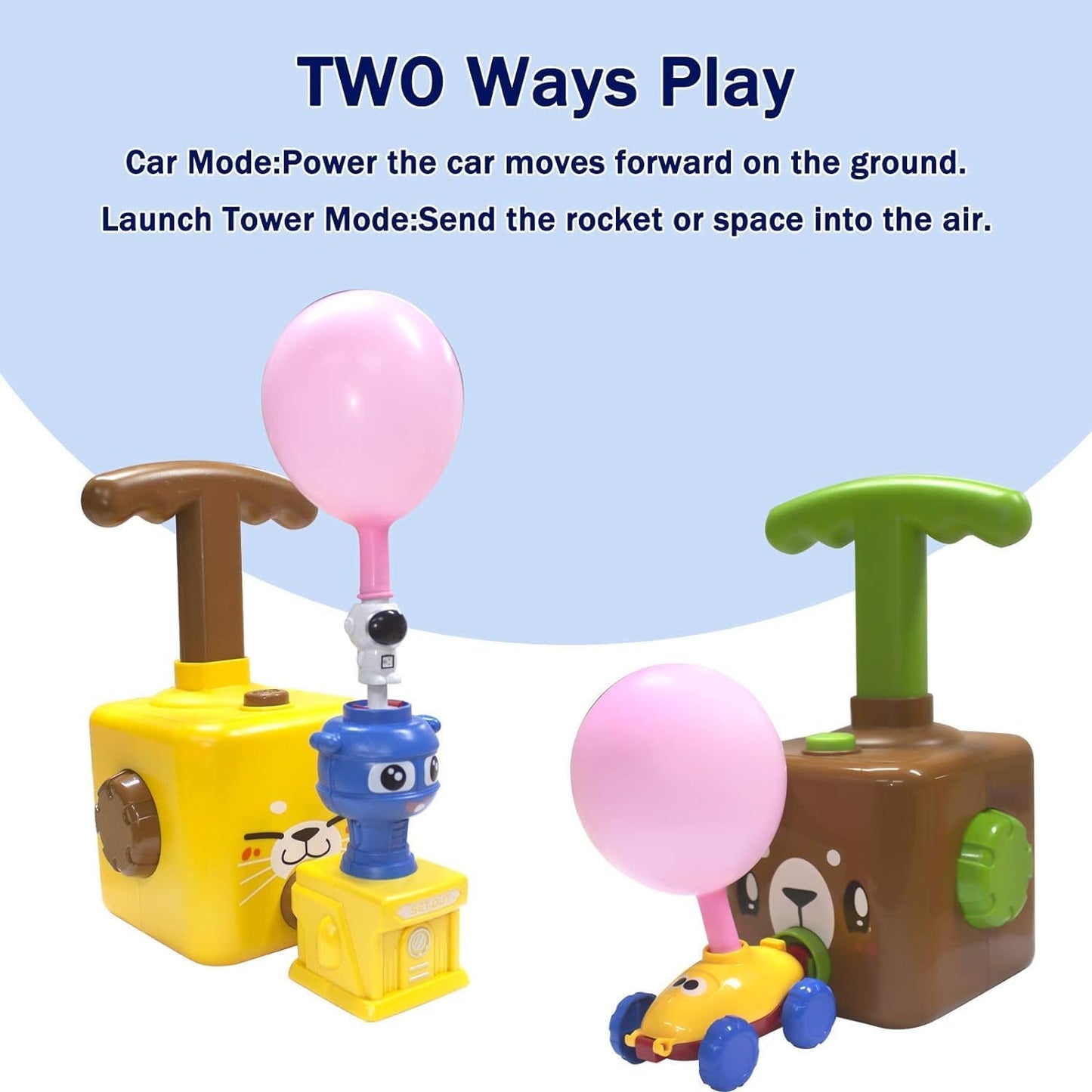 Balloon Launcher Toy Set, Balloon Powered Cars, Creative Inflatable Pump Racing Car, Scientific Experiment Intelligence Education Preschool Children's Toys (Duck)