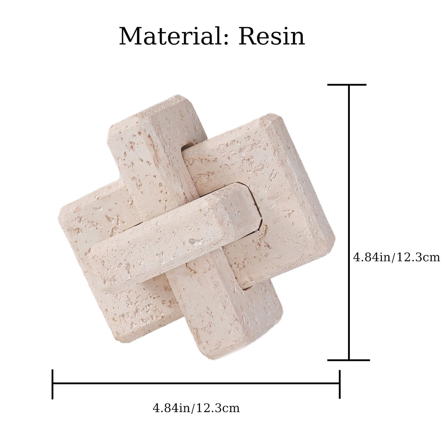 Dneuoir 3-Link Knot Resin Travertine Decor, Coffee Table Decor, Book Shelf Entry Table Decoration, Boho Decorative Objects, Aesthetic Accents for Modern Rustic Office Living Room Home Décor