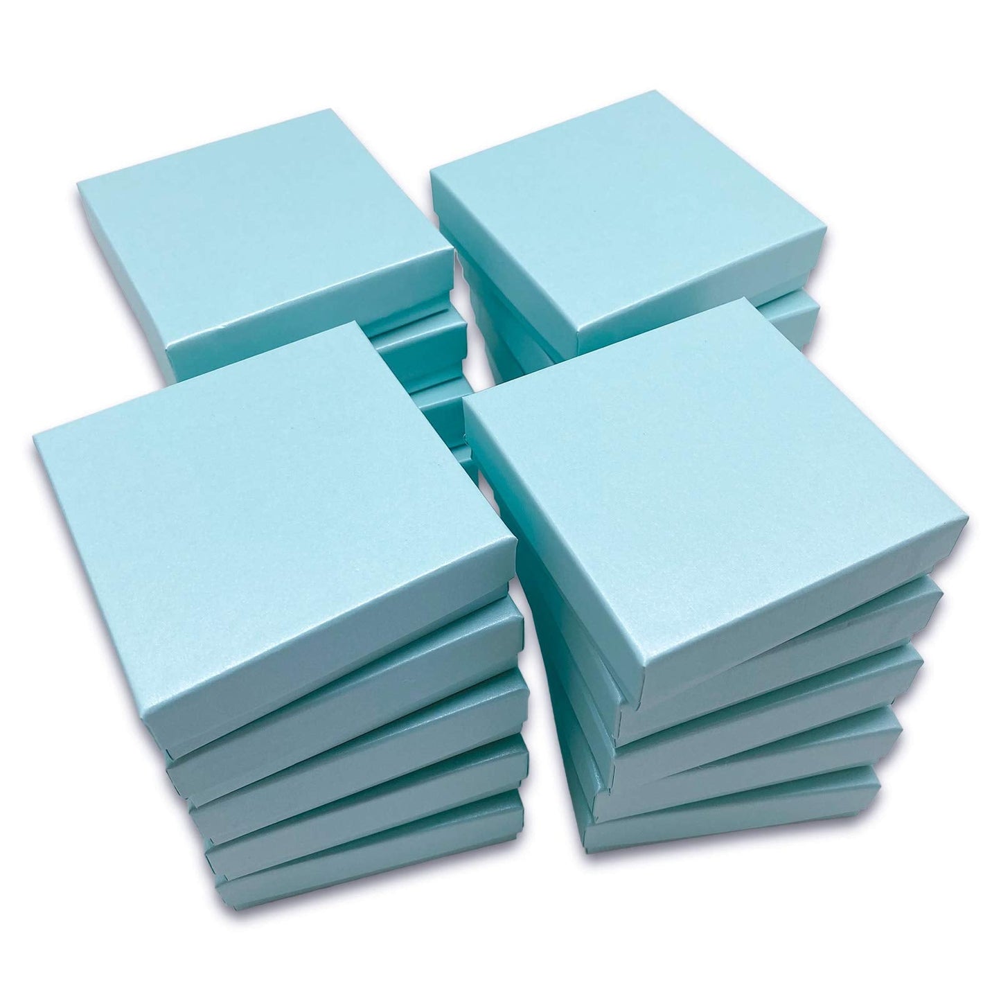 TheDisplayGuys - 25-Pack #33 Cotton Filled Cardboard Paper Jewelry Boxes Gift Case - Pearl Teal (3.5" x 3.5" x 1.0") - for Shipping or Storage