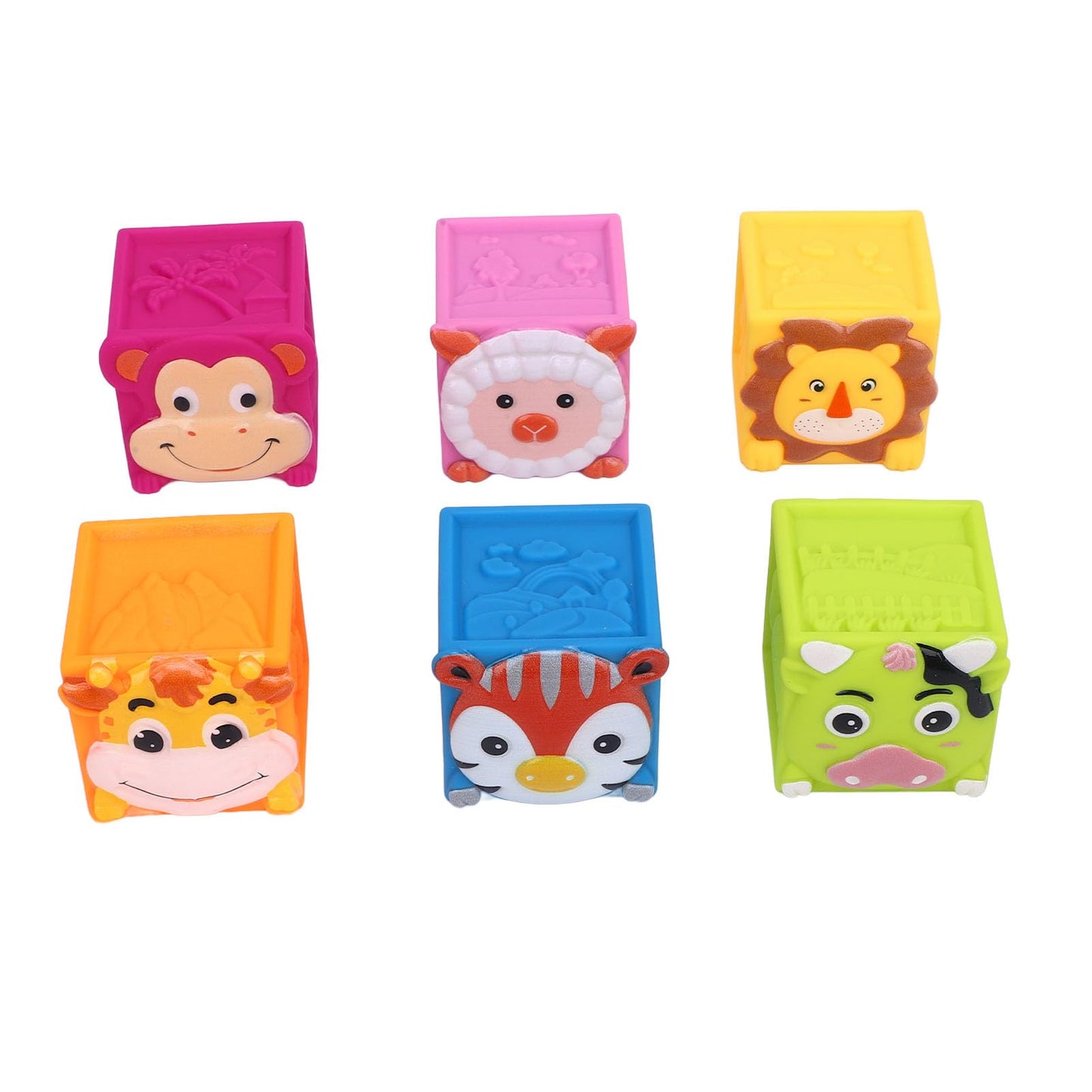 Zunate Soft Baby Building Blocks Toy, Comfortable Rubber Material with Multi Colors and Patterns, Lightweight Stacking Blocks for Infants and Toddlers