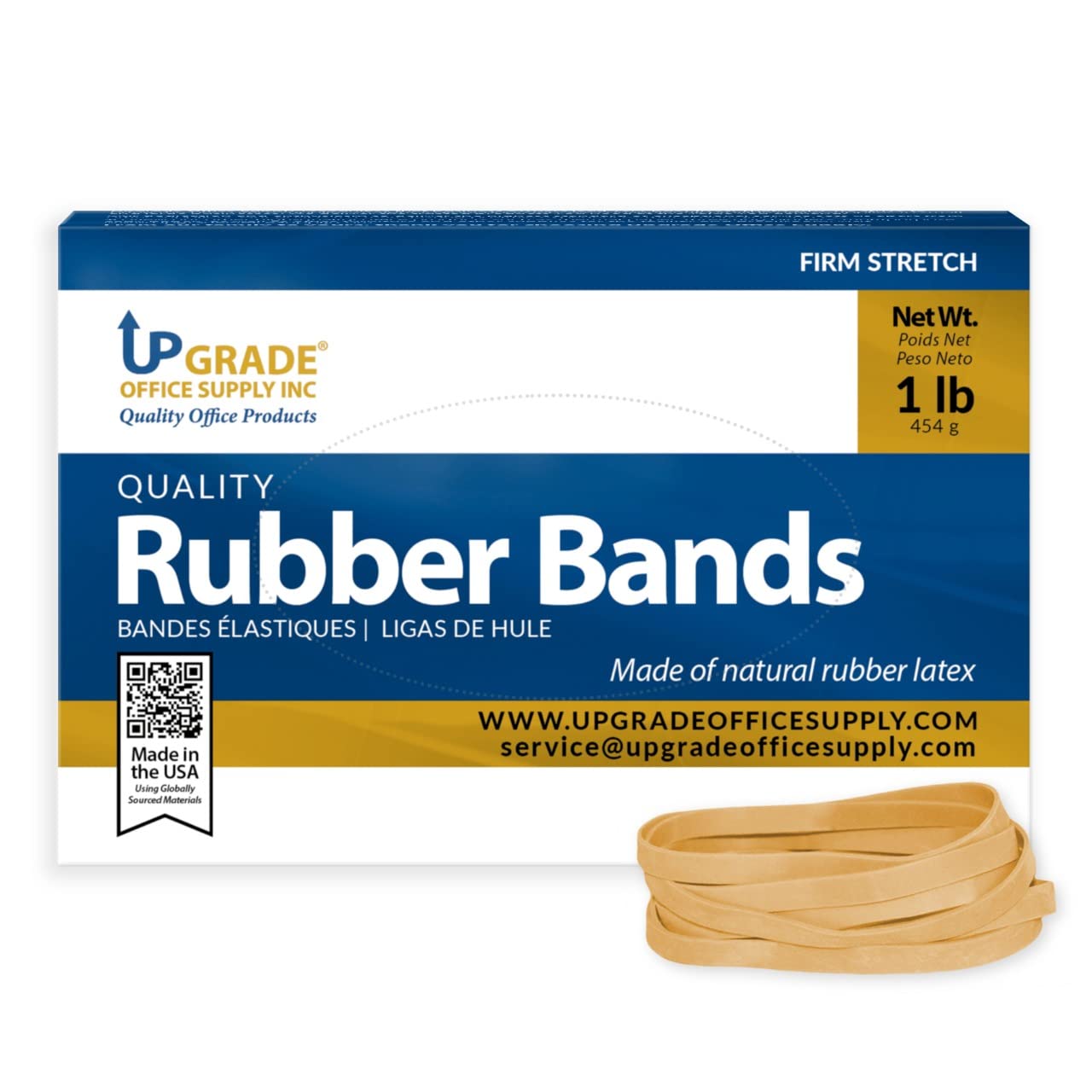 Upgrade Office Supply UPG2264PK3 Rubber Bands, Size #64 (3-1/2 in x 1/4 in), 320 Bands, 1 lb Box, 3 Pack, USA