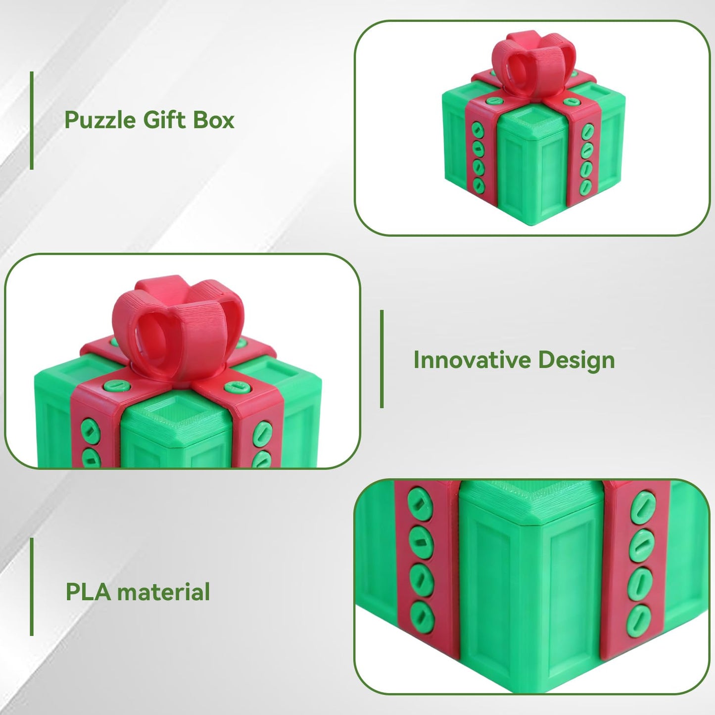 Frdhee Annoying Gift Box with Screws, 3D Printed Prank Screw Box Surprise Funny Prank Christmas Gift Box, Hilarious Money Card Container, Novelty 3D Printed Annoying Box, 6.5x6.5cm(Red green)