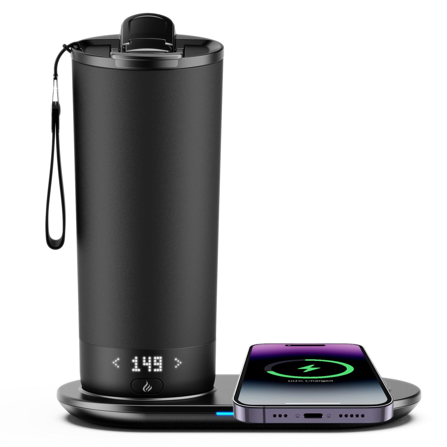 VFZO Temperature Control Heated Travel Mug Smart Self Heating Coffee Mug 20 Oz App Controlled LED Display coffee serving sets mug kept at a constant temperature for 4-10 hours (Black, 20 oz)