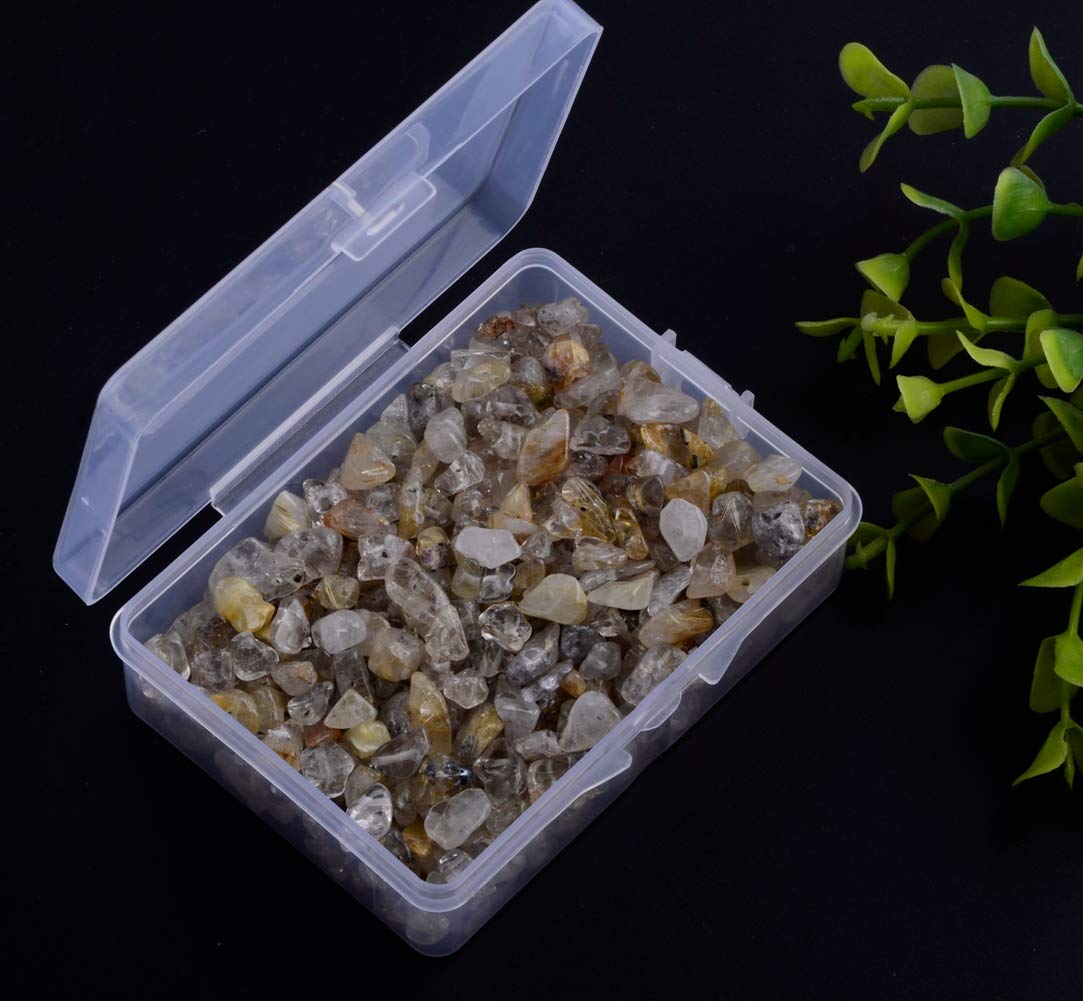Natural Chip Stone Beads 5-8mm Rutilated Quartz About 400 Pieces Irregular Gemstones Healing Crystal Loose Rocks Bead Hole Drilled DIY for Bracelet Jewelry Making Crafting (5-8mm, Rutilated Quartz)