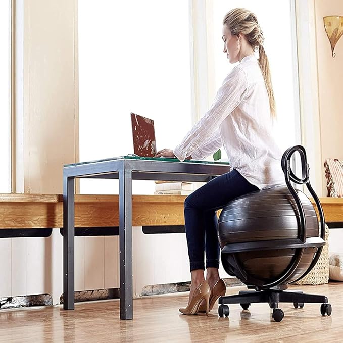 Gaiam Ultimate Balance Ball Chair (Standard or Swivel Base Option) - Premium Exercise Stability Yoga Ball Ergonomic Chair for Home and Office Desk - 52cm Anti-Burst Ball, Air Pump, Exercise Guide