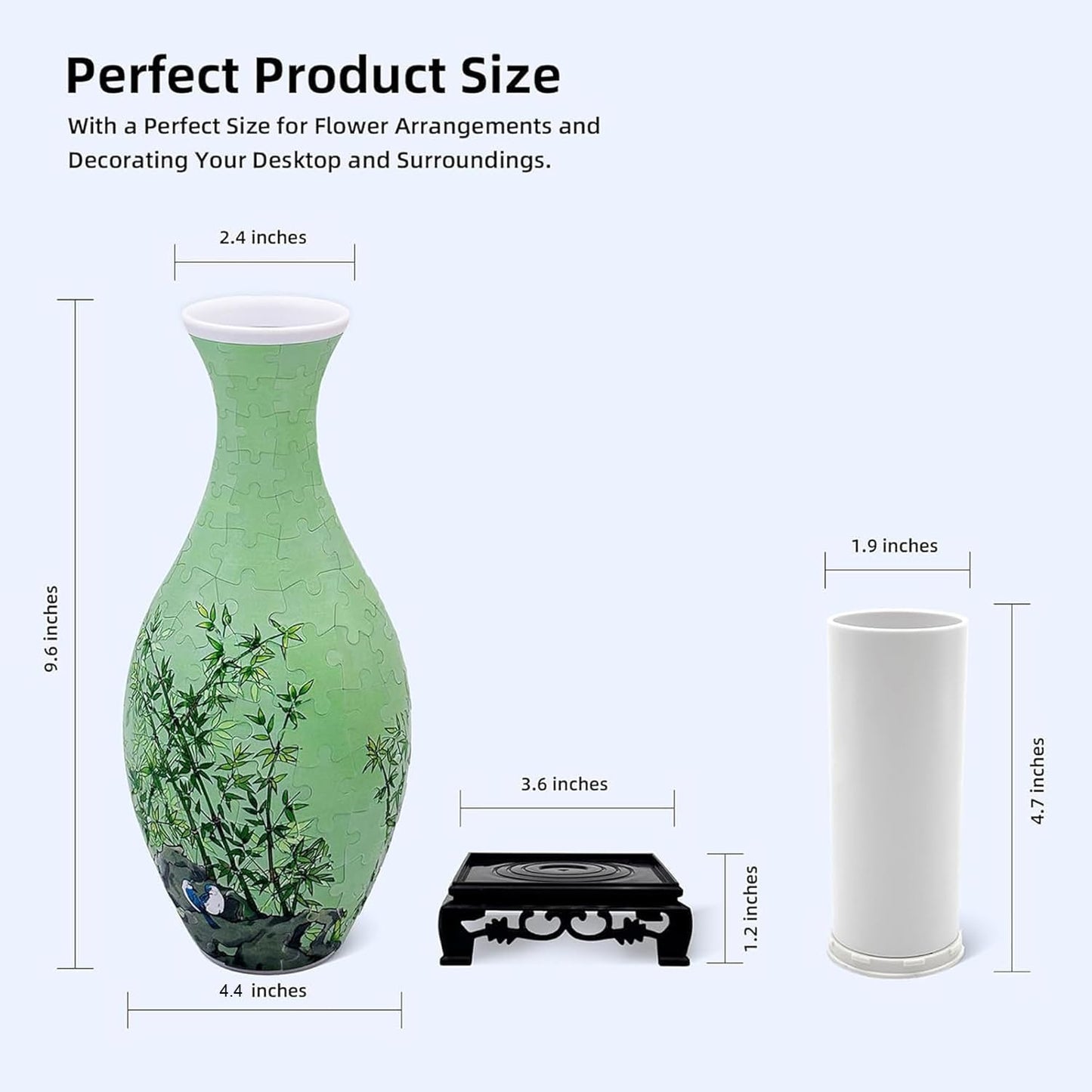 3D Puzzle Vase for Adults, 160-Piece Unique Curved Plastic Flower Vase,House Warming Gift for Flower Arrangements and Home Decor, for Mom (Bamboo)