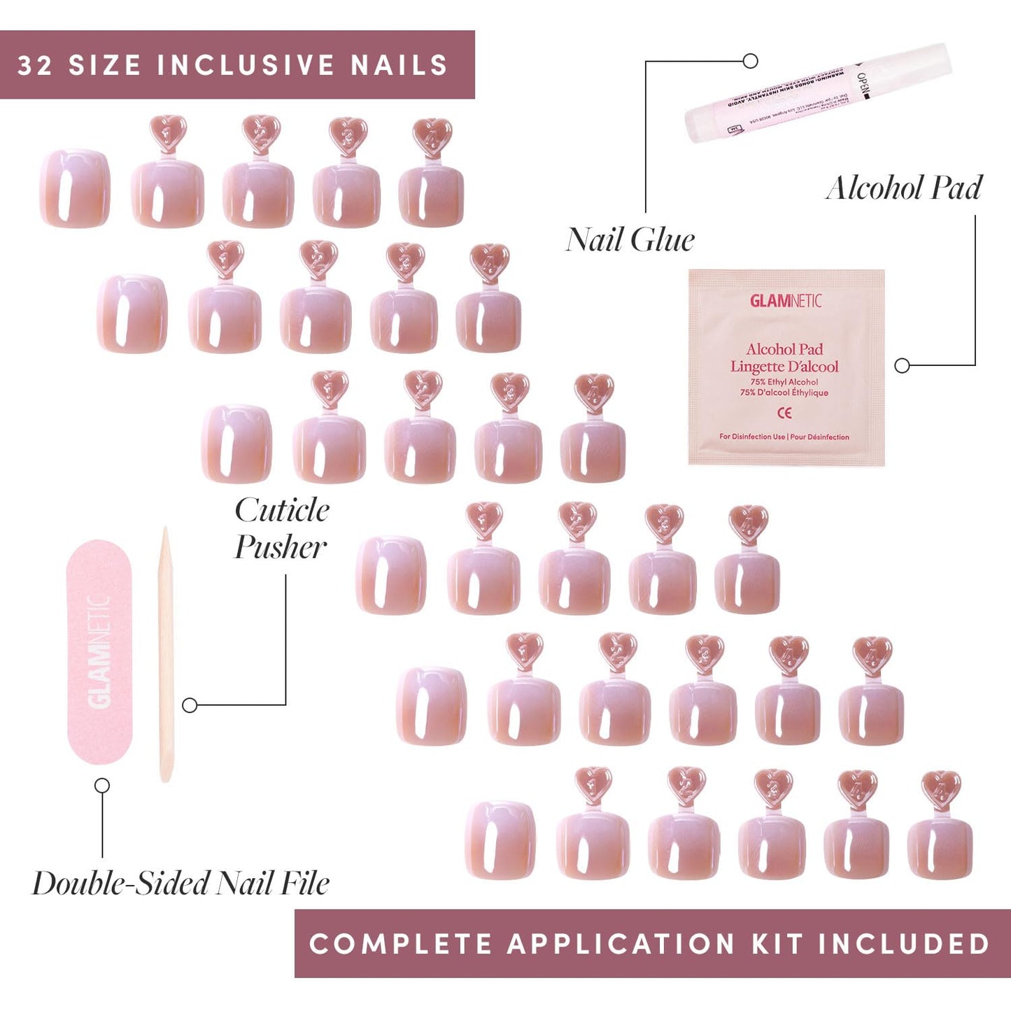 Glamnetic Press-On Nails Bundle - Azure Blue & Hailey | Bright Blue Short Round Fake Nails | Glazed Short Almond False Nails | Reusable, Salon-Quality Nail Kits