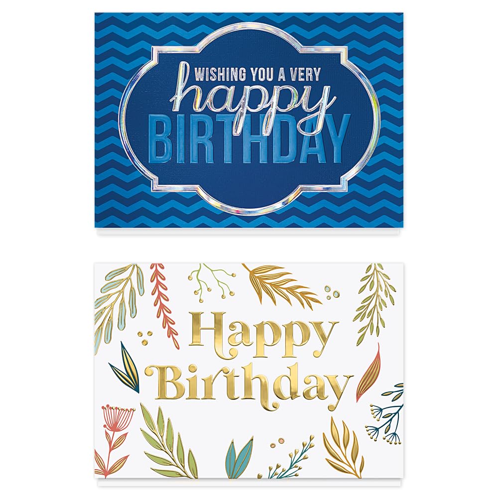 The Gallery Collection - Birthday Cards Assortment Box (35 Cards), Foil & Embossing (Birthday Formal)