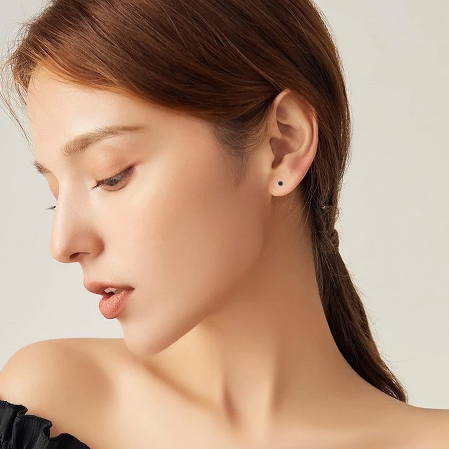 Sterling Silver Stud Earrings for Women Men- 4 Pairs of Hypoallergenic Simple Geometric Small Stud Earring Set Tiny Circle Triangle Square Bar Stud Earrings Mini Cartilage Tragus Earrings(Black Gold)