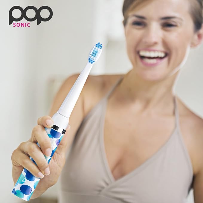 Pop Sonic Electric Toothbrush (Blue Bubble) - Travel Toothbrushes w/AAA Battery | Kids Electric Toothbrushes with 2 Speed & 15,000-30,000 Strokes/Minute, Dupont Nylon Bristles