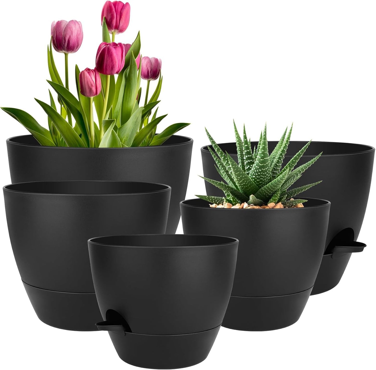 QRRICA 10/9/8/7.5/7 Inch Self Watering Pots and 12/10/9 Inch Water Level Indicator Plant Pots