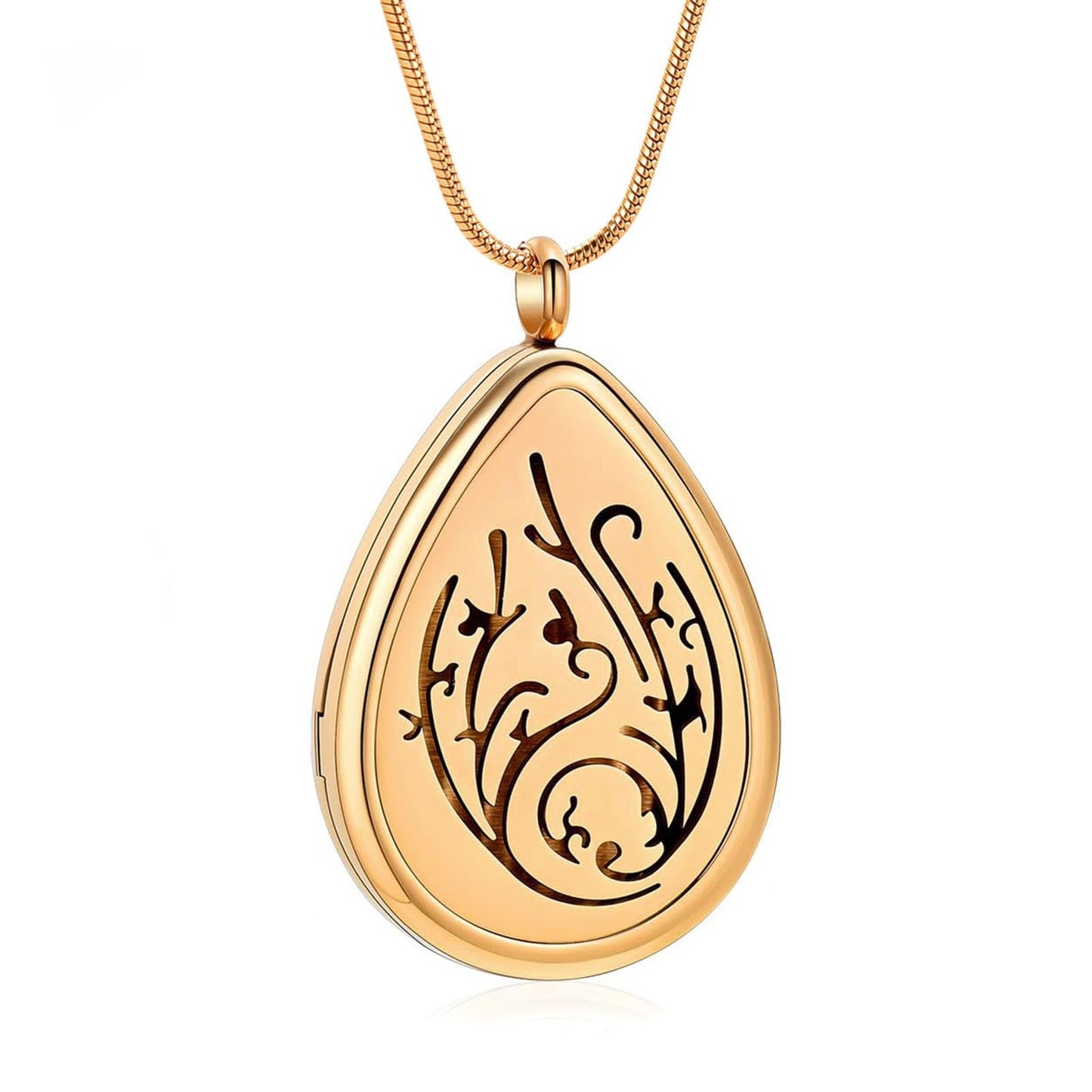 mingkejw Teardrop Essential Oil Diffuser Necklace Aromatherapy Pendant Locket Jewelry Stainless Steel Perfume Necklace| 22’’ Adjustable Chain| 12 Refill Pads| Gift Box