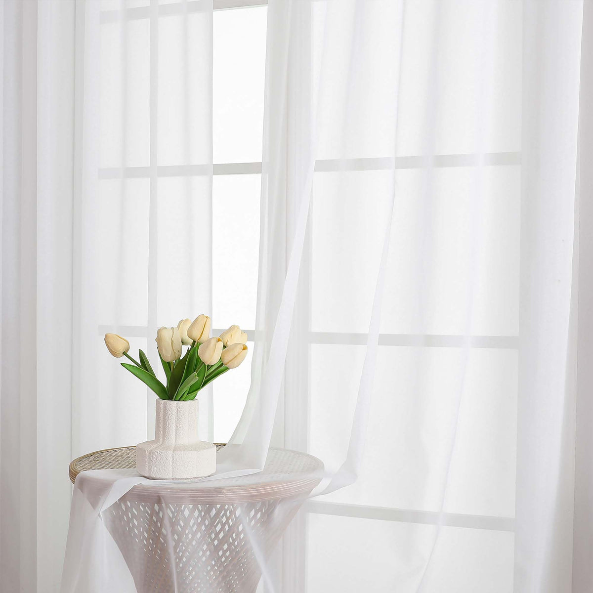 White Sheer Curtains 63 Inches Long 2 Panels (2 Count)