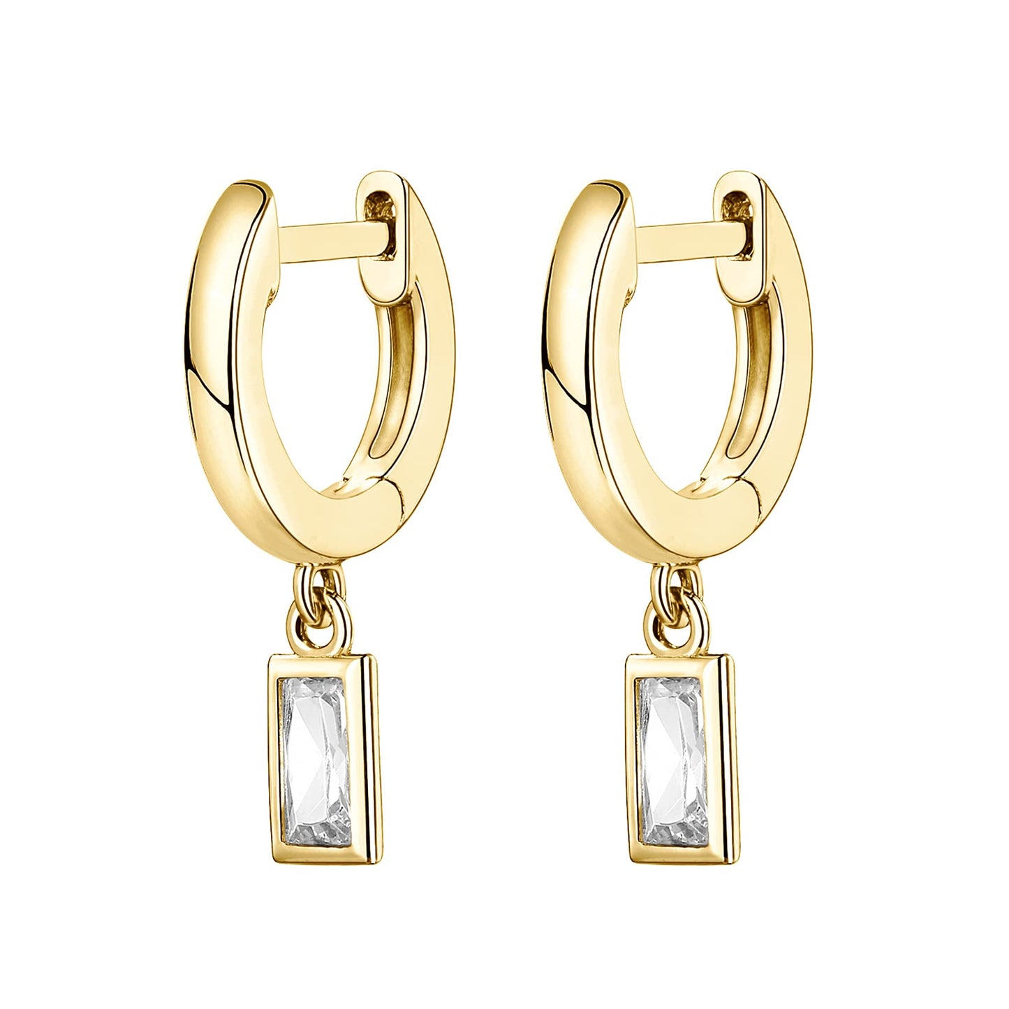 PAVOI Womens 14K Gold Plated Yellow Gold - S925 Sterling Silver Post Drop/Dangle Huggie Earrings