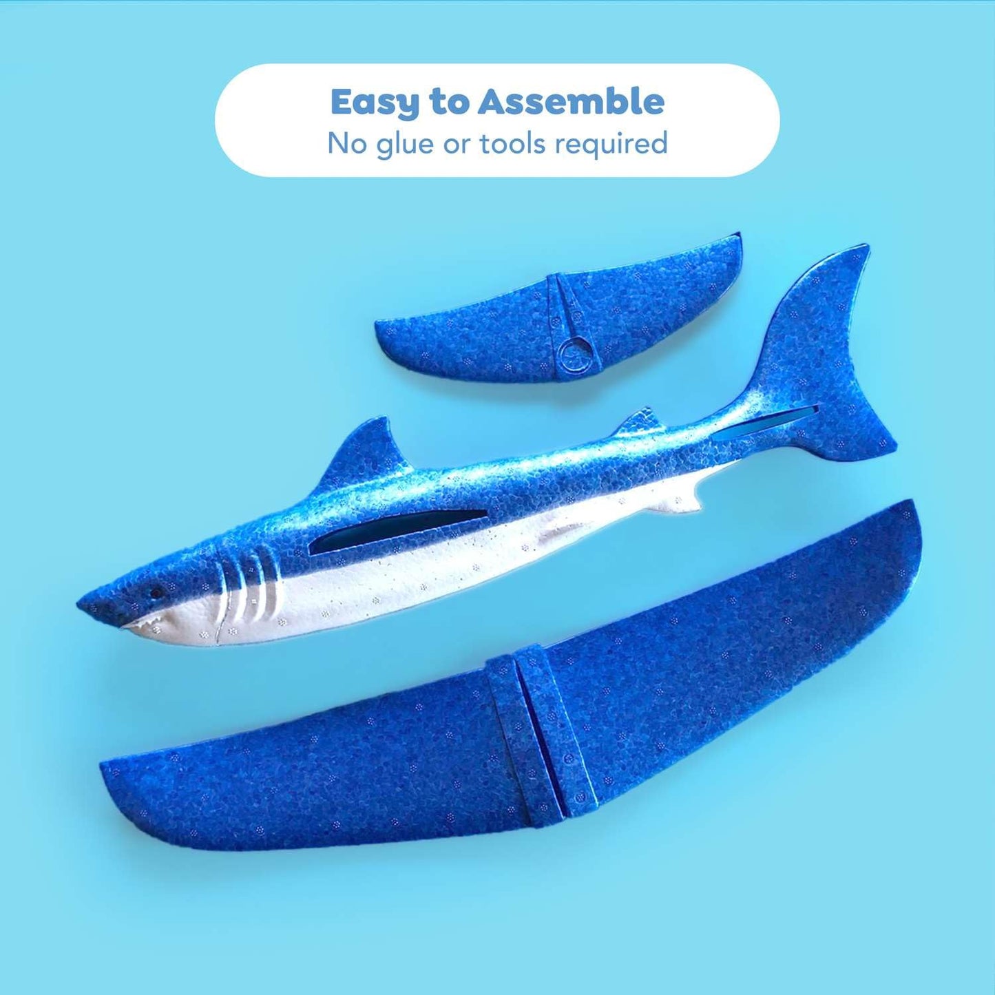 Tiger Tribe Shark Glider 18" Wide Easy Assemble Waterproof Foam Toy Glides Over 40m Outdoor Play for Kids Age 3+