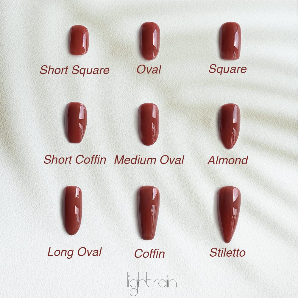 LIGHT RAIN Press on Nail Tips - Milky Way, Luxury Reusable Seven Layers Gel UV Finish False Nails, Handmade Nail Art with Design by Licensed Professional Manicurist, Long Oval Shape, Medium Size