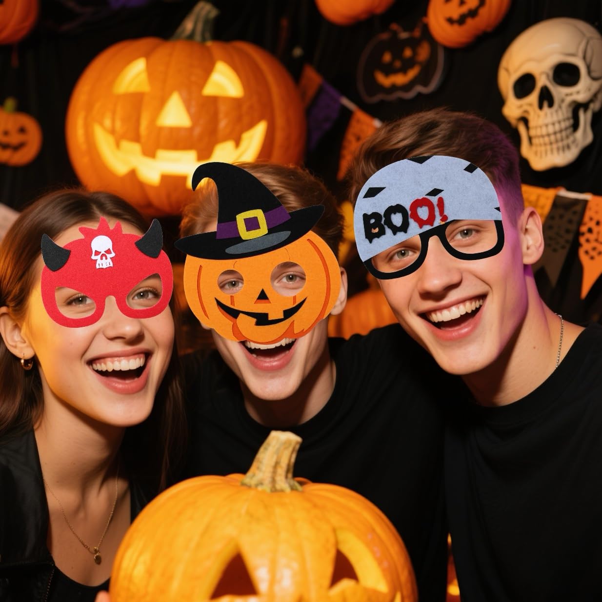 WOLHOWLTD 15pcs Felt Halloween Mask NO DIY Cat Witch Pumpkin Vampire Ghost Costume Accessories for Halloween Party Favors (15)