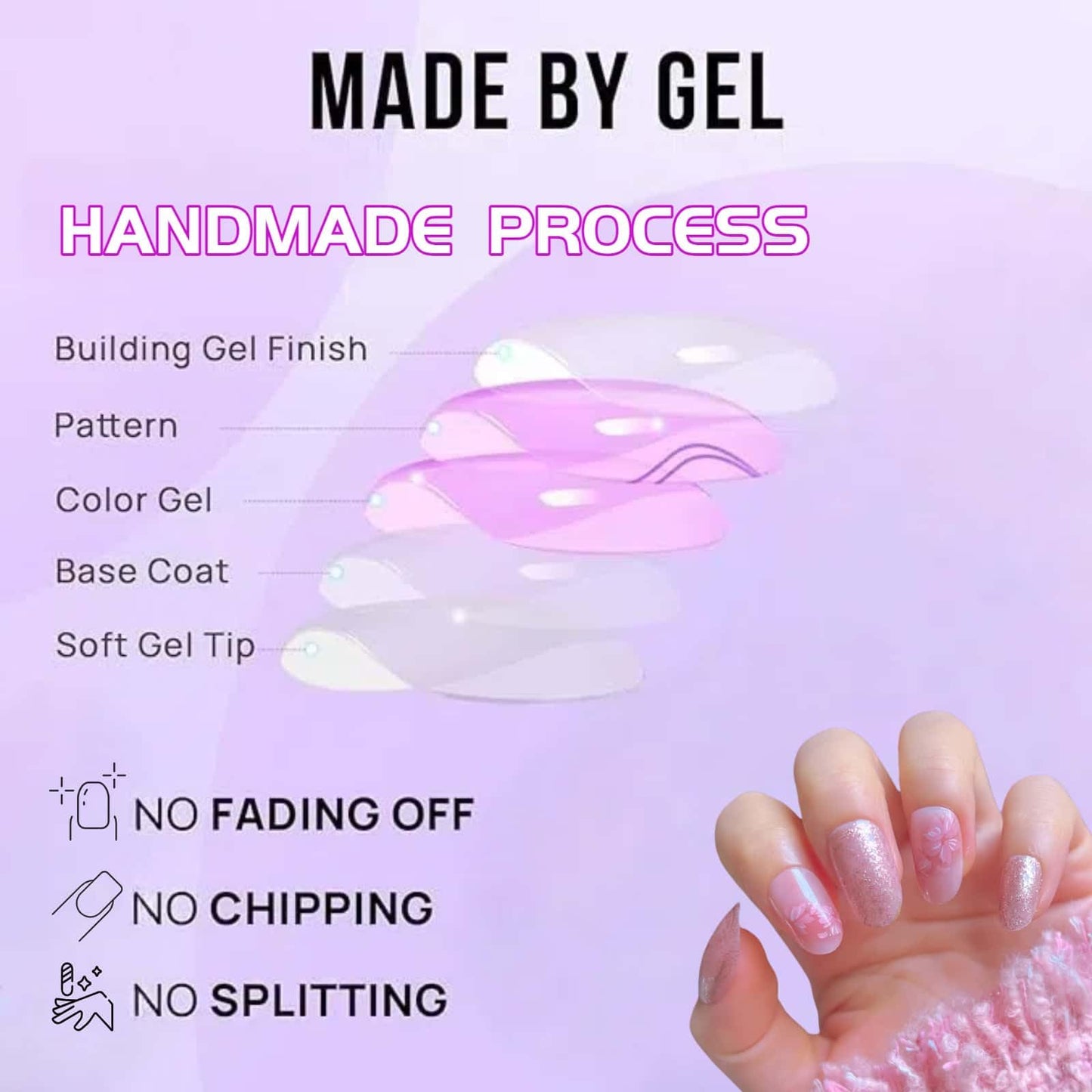 Summer Style Press on Nails Medium Almond Fake Nails Pink with Flower Designs Full Cover Glue on Nails Reusable Artificial Stick on Nails for Women 24 Pcs