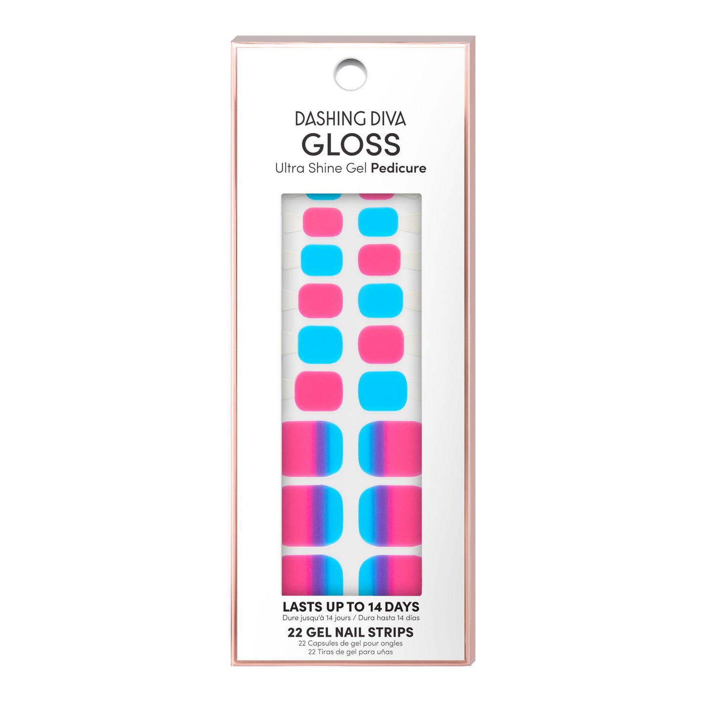 Hot N Cold Dashing Diva Gloss Pedicure Nail Strips - Beachcombers | UV Free, Chip Resistant, Long Lasting Gel Nail Stickers | Contains 32 Wraps, 1 Prep Pad, 1 File